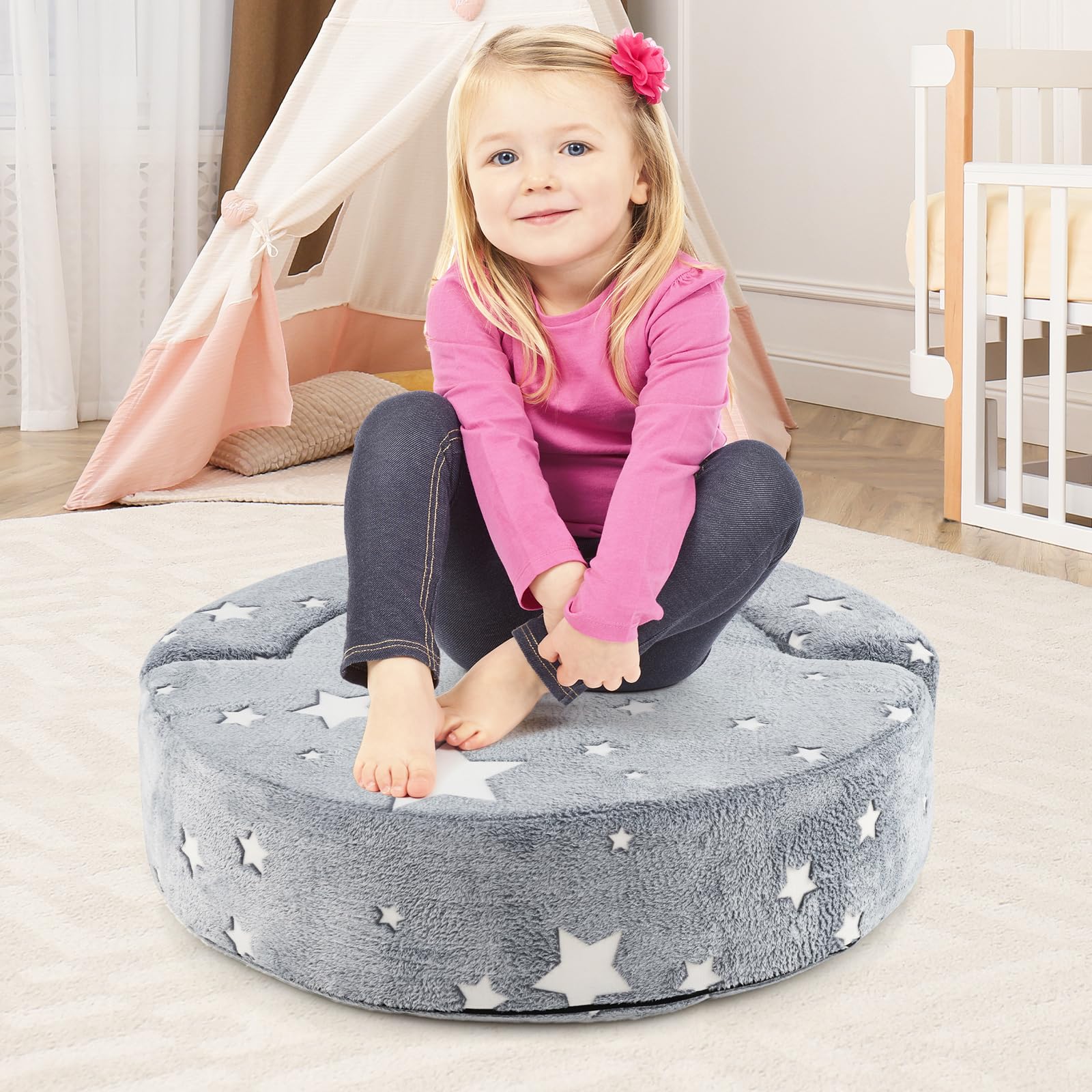 HONEY JOY 2-in-1 Toddler Chair, Glow in The Dark Kids Couch with Removable & Washable Cover - Image 9