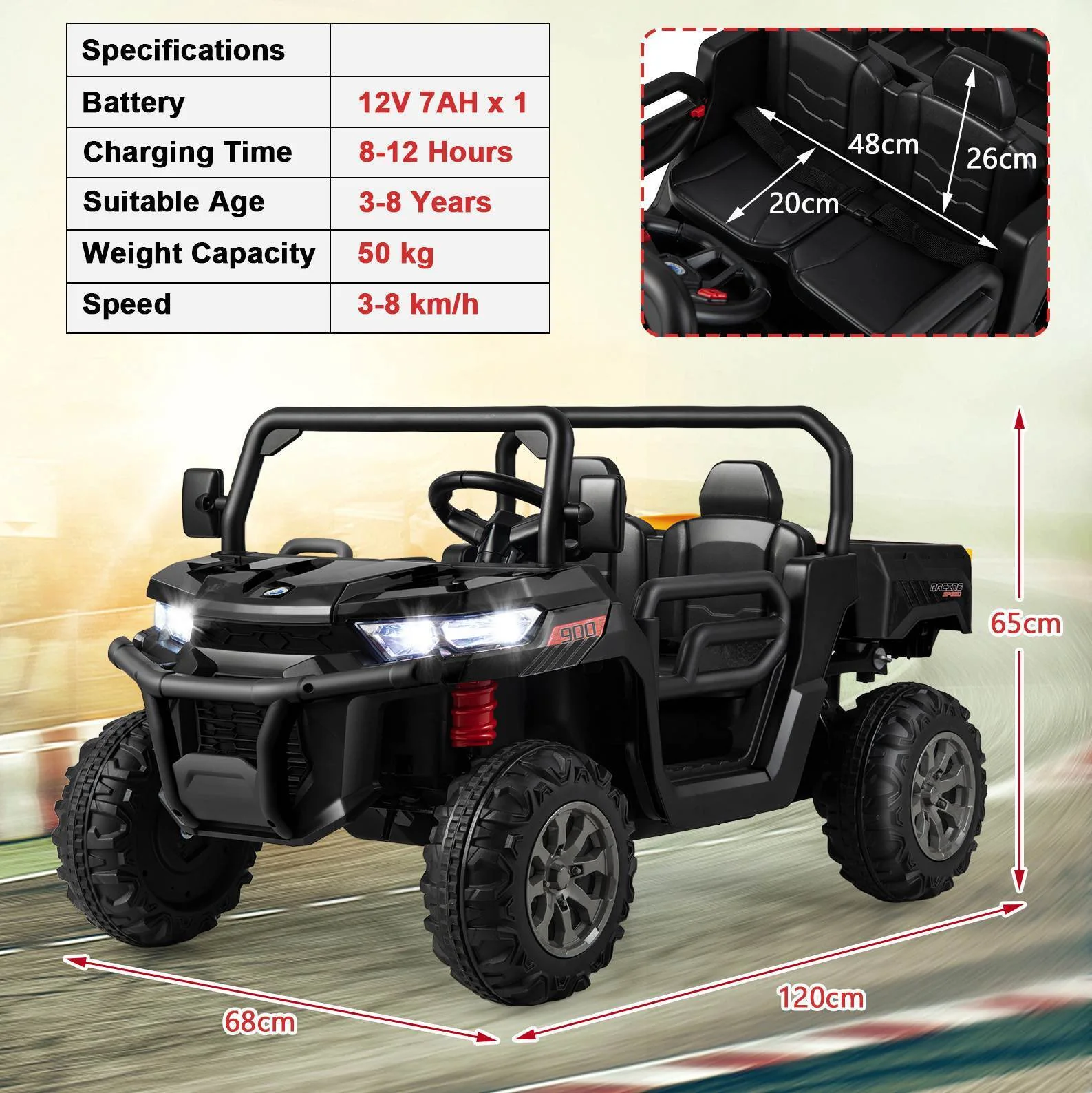 HONEY JOY 2-Seater Kids Ride On Dump Truck 12V Electric Tractor Remote Control - Image 5