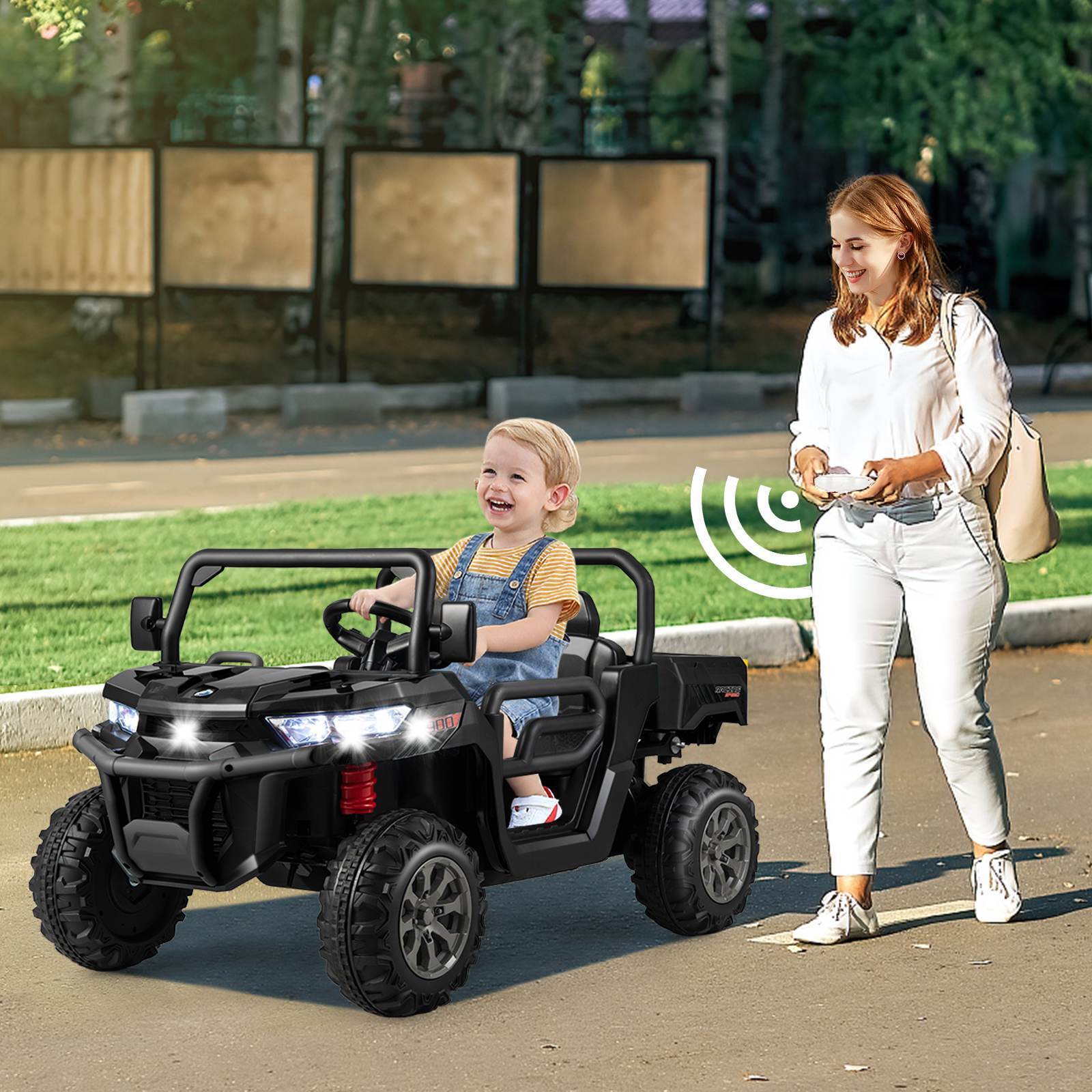 HONEY JOY 2-Seater Kids Ride On Dump Truck 12V Electric Tractor Remote Control - Image 9