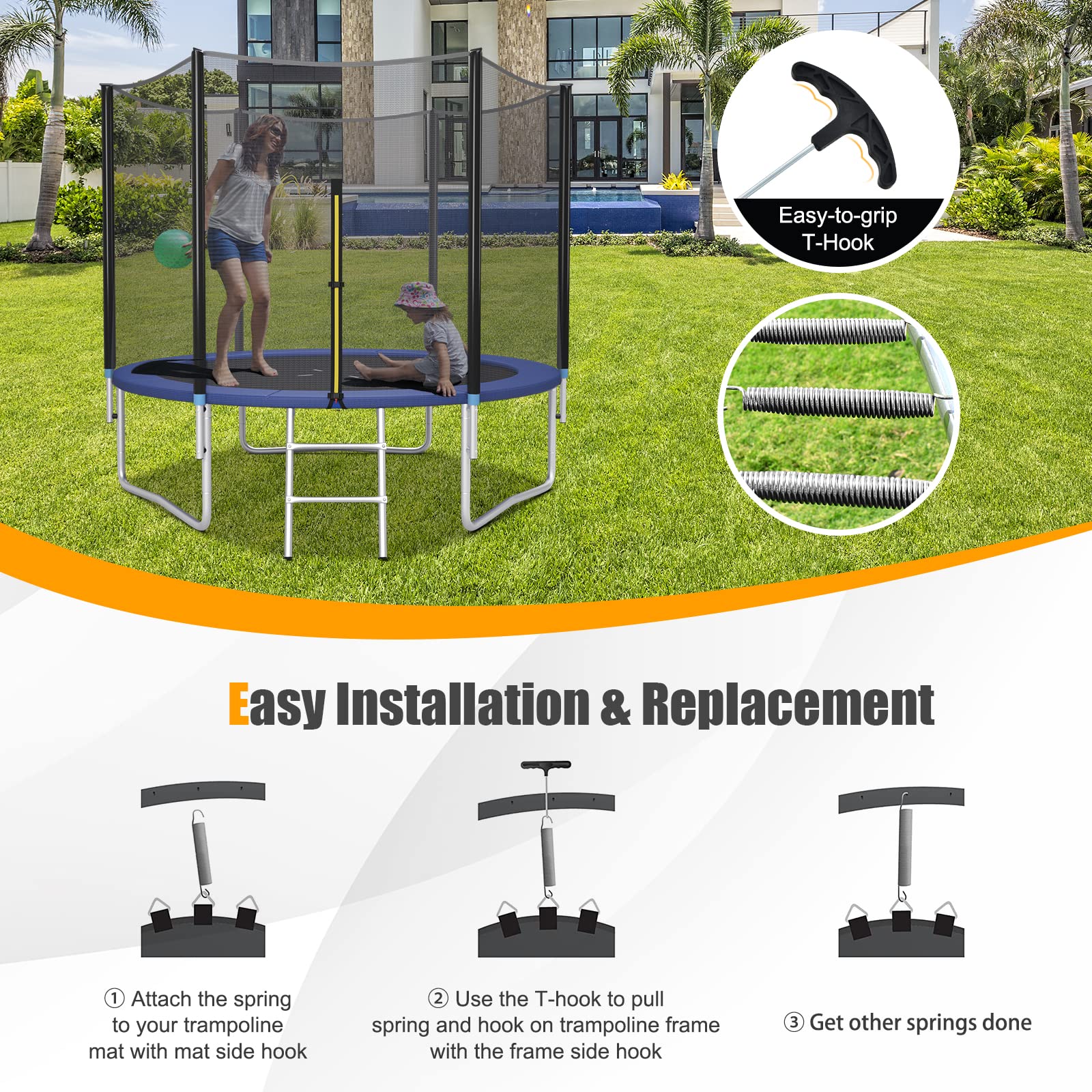 HONEY JOY 20 Pack Trampoline Springs, 14 cm Heavy Duty Replacement Trampoline Springs - Image 3