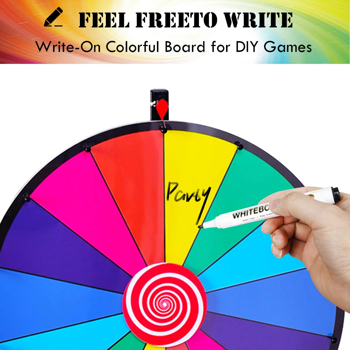 HONEY JOY 24” Spinning Prize Wheel, Portable Prize Wheel with Folding Tripod, Dry Erase and Marker - Image 4