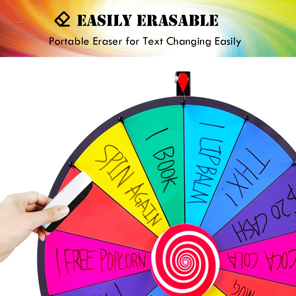 HONEY JOY 24” Spinning Prize Wheel, Portable Prize Wheel with Folding Tripod, Dry Erase and Marker - Image 5