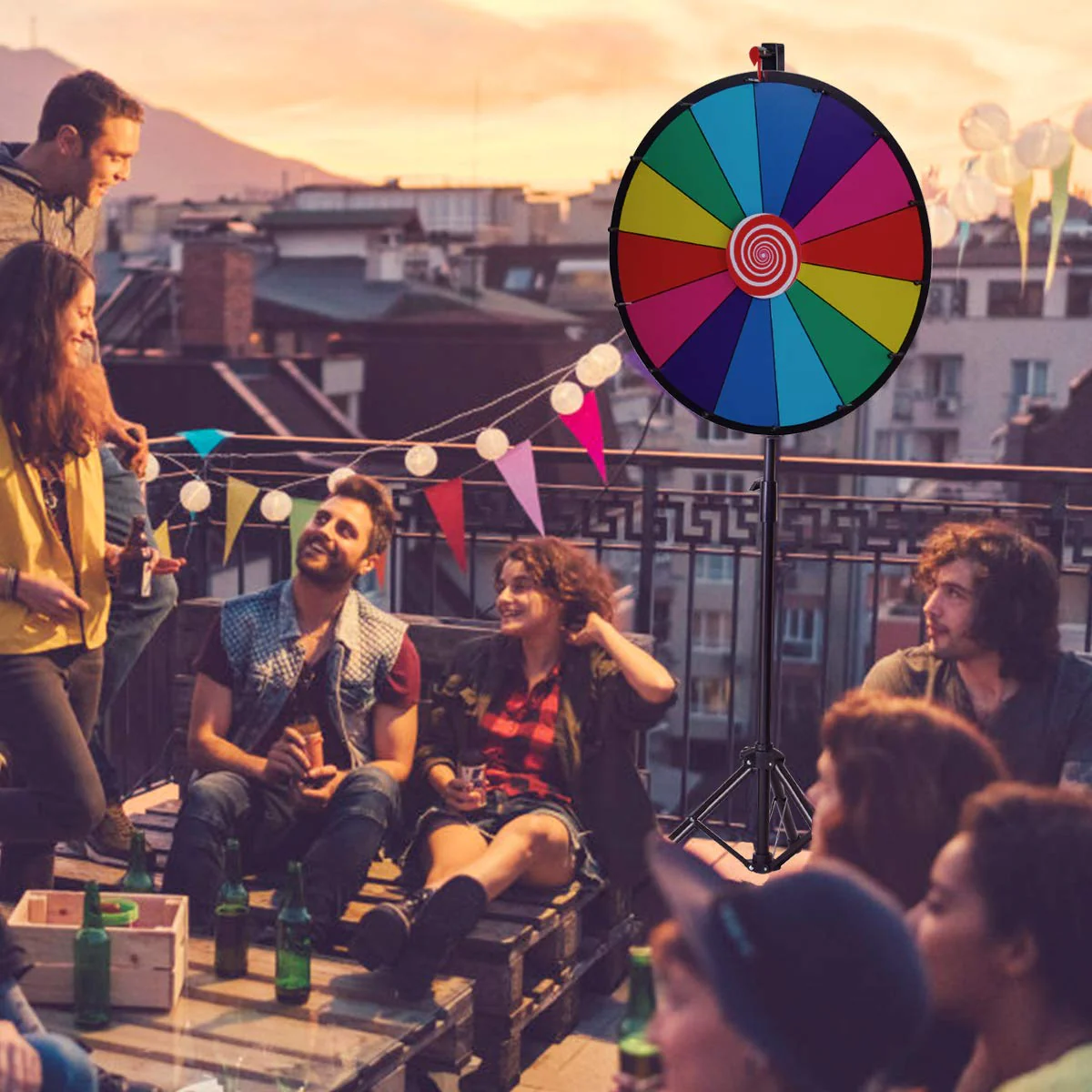 HONEY JOY 24” Spinning Prize Wheel, Portable Prize Wheel with Folding Tripod, Dry Erase and Marker - Image 8