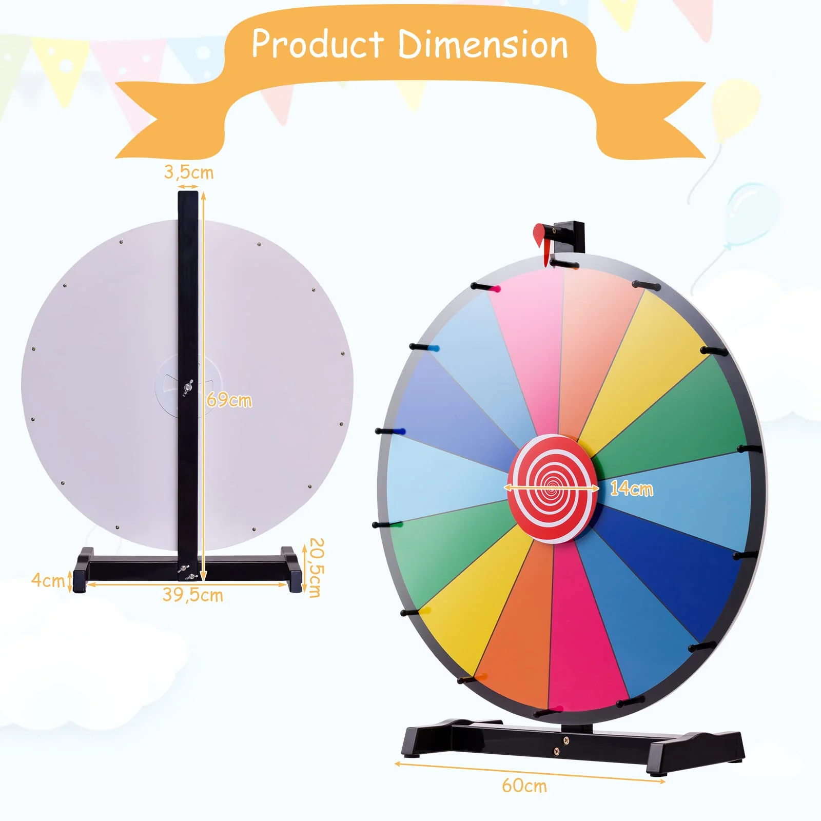 HONEY JOY 24" Tabletop Spinning Prize Wheel - Image 5