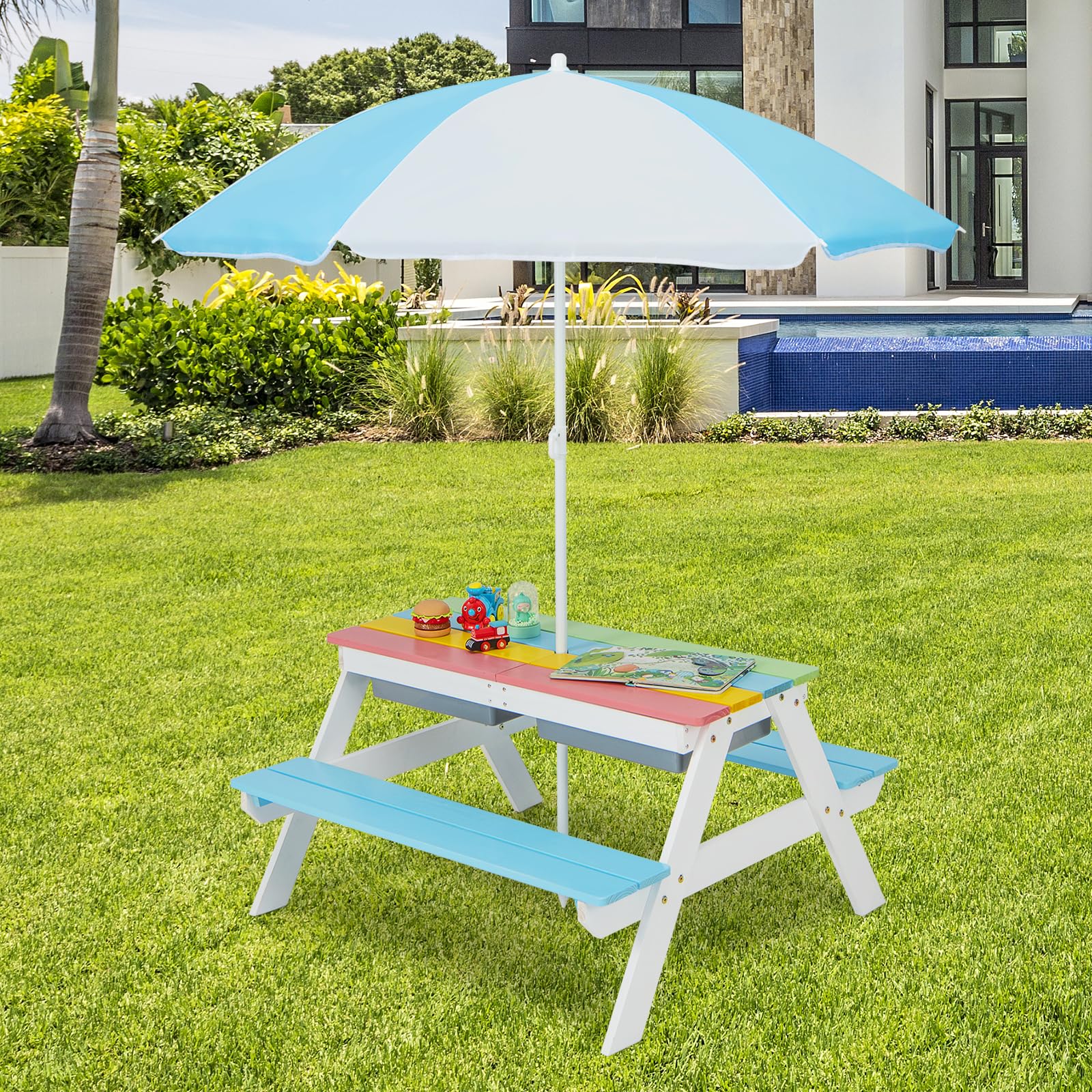 HONEY JOY 3-in-1 Kids Picnic Table Set - Image 3