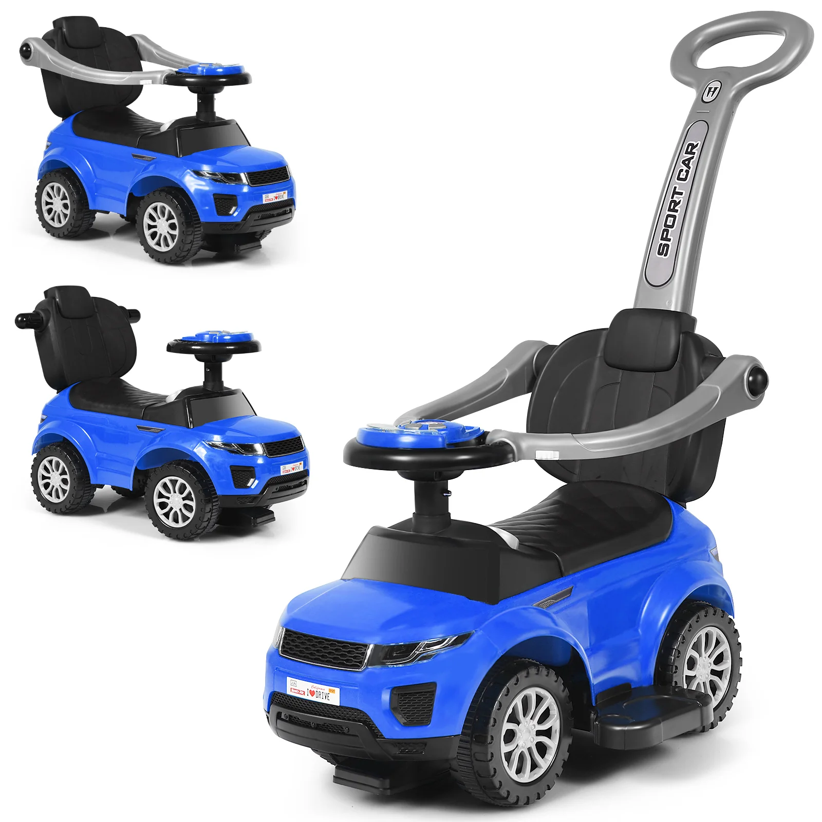 HONEY JOY 3 in 1 Kids Ride On Push Car, Stroller Sliding Walking Car with Horn, Music, Light - Image 13