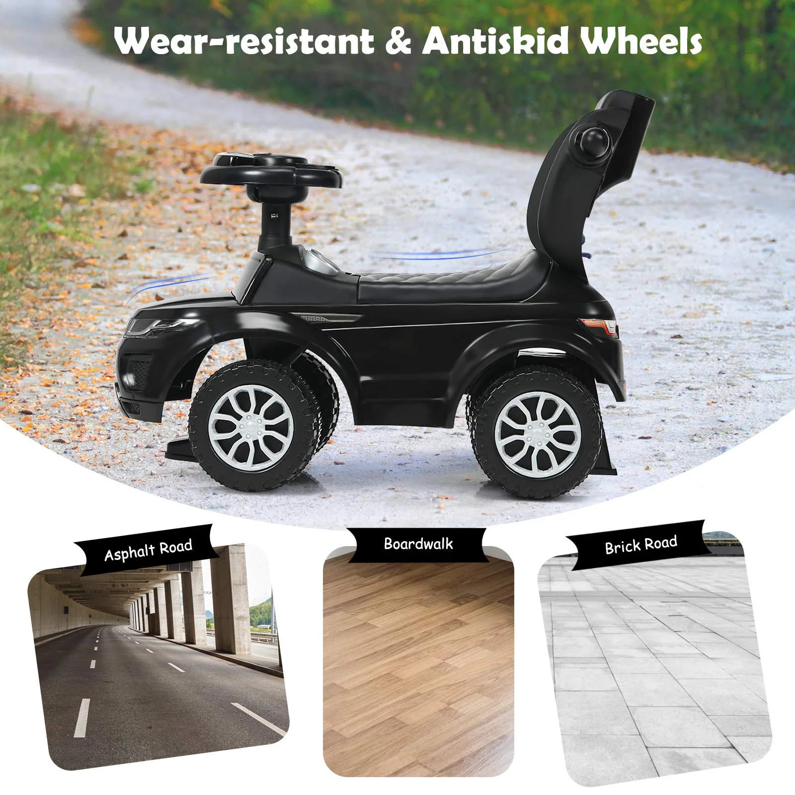 HONEY JOY 3 in 1 Kids Ride On Push Car, Stroller Sliding Walking Car with Horn, Music, Light - Image 4