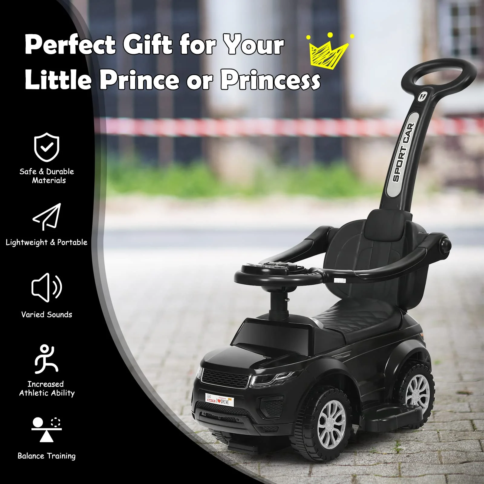 HONEY JOY 3 in 1 Kids Ride On Push Car, Stroller Sliding Walking Car with Horn, Music, Light - Image 8