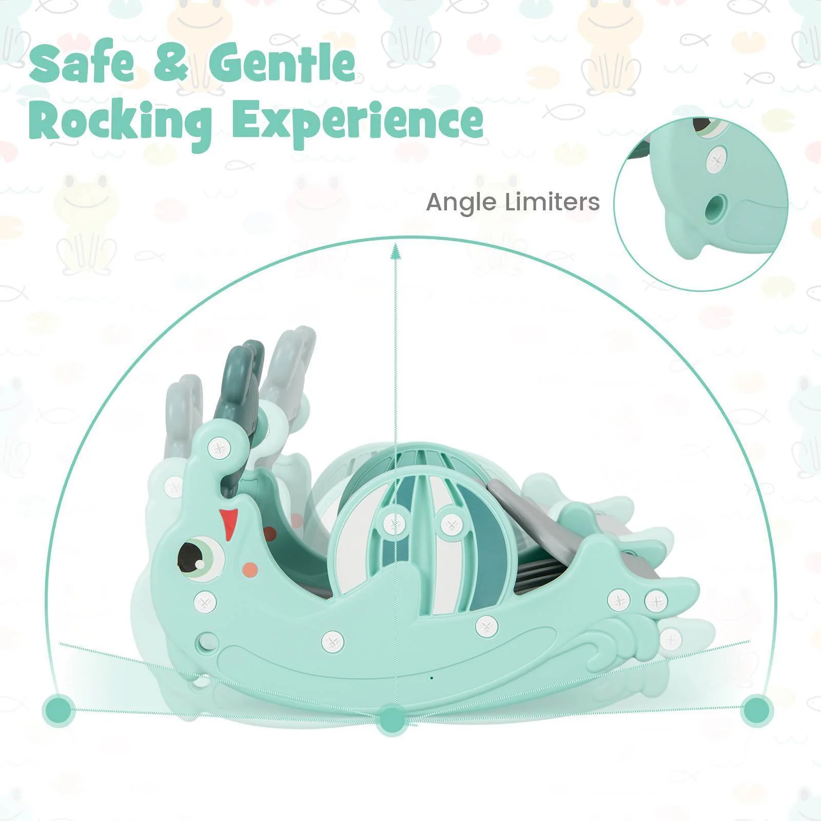HONEY JOY 3-in-1 Kids Slide Rocking Horse Set with Basketball Hoop Indoor Gift - Image 8