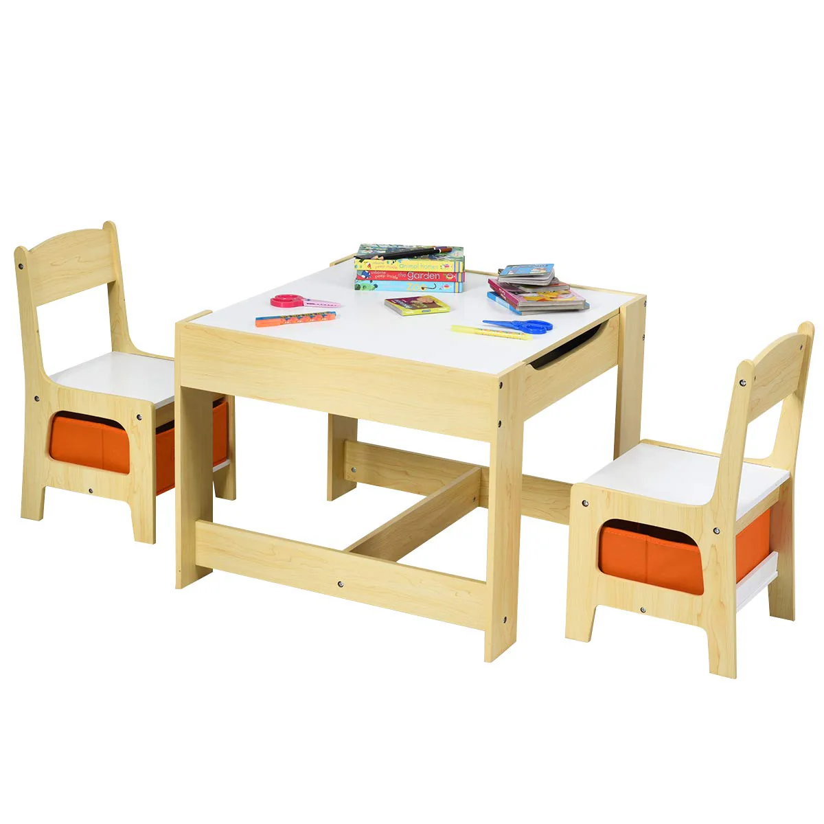 HONEY JOY 3 in 1 Kids Wooden Table & 2 Chair Set - Image 11
