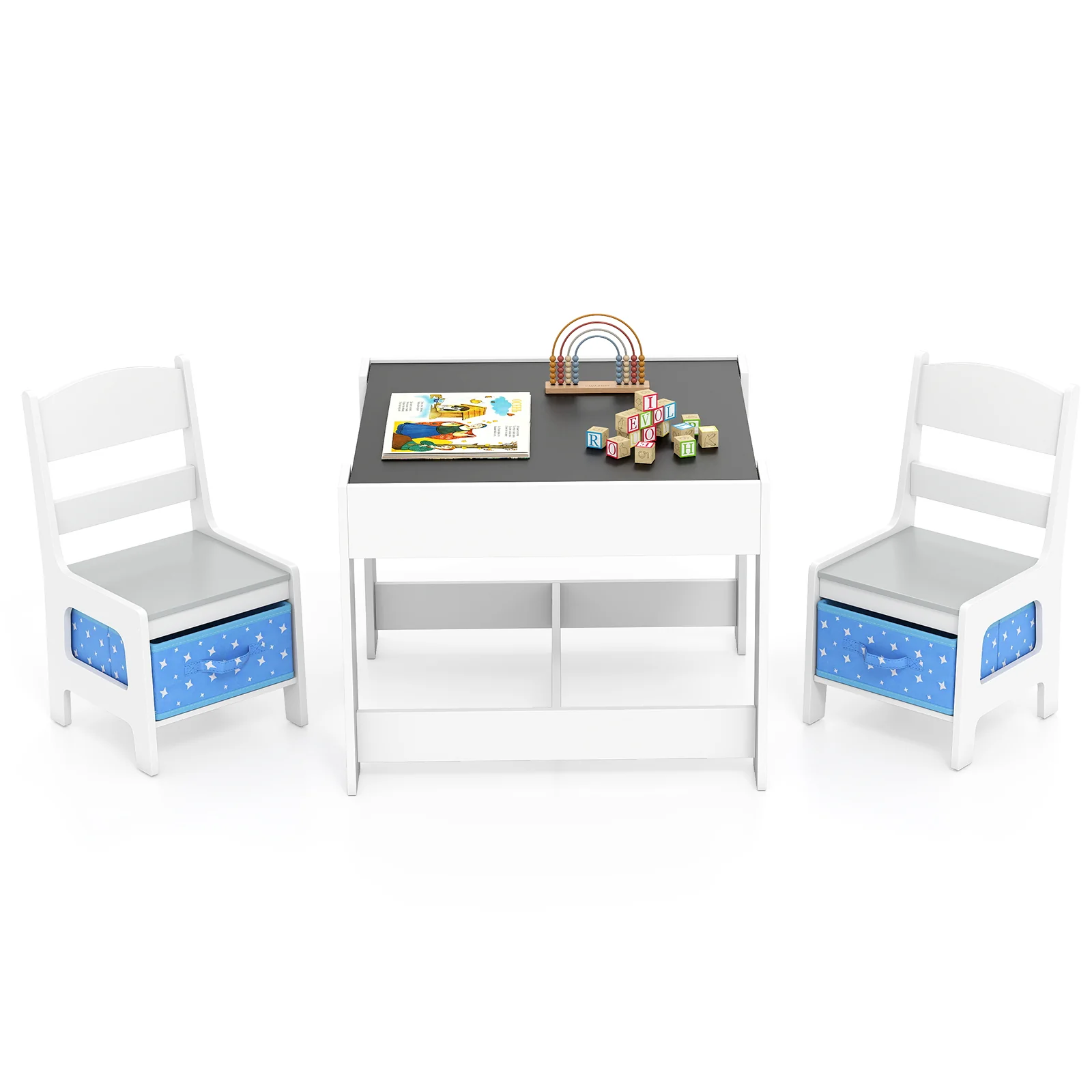 HONEY JOY 3 in 1 Kids Wooden Table & 2 Chair Set - Image 14