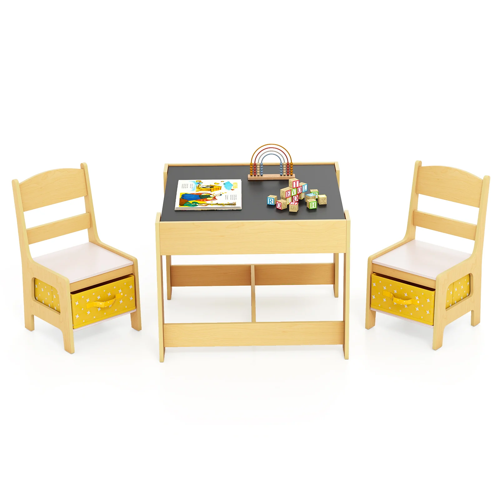 HONEY JOY 3 in 1 Kids Wooden Table & 2 Chair Set - Image 15