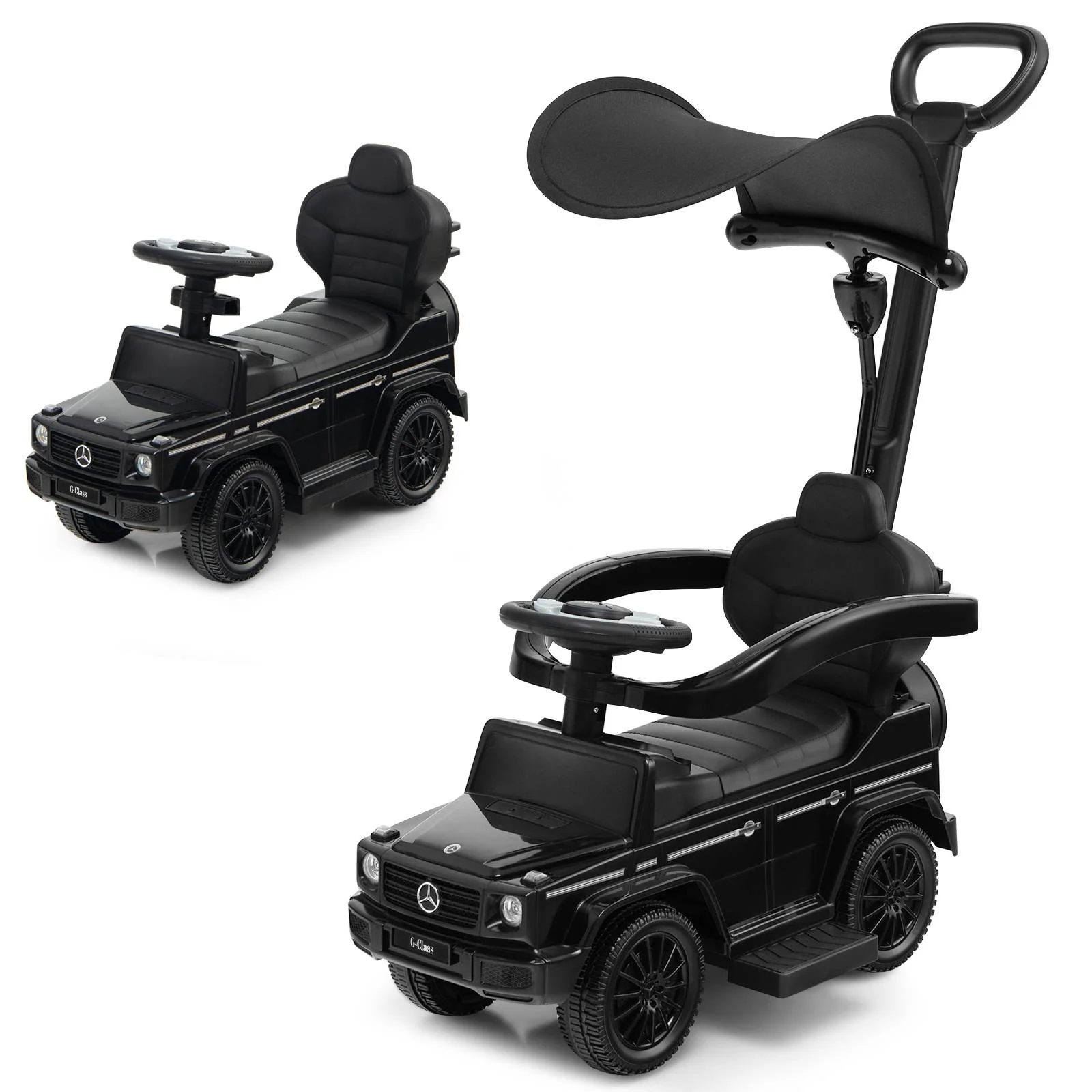 HONEY JOY 3-in-1 Licensed Mercedes Benz Ride on Push Car Kids Sliding Stroller - Image 11