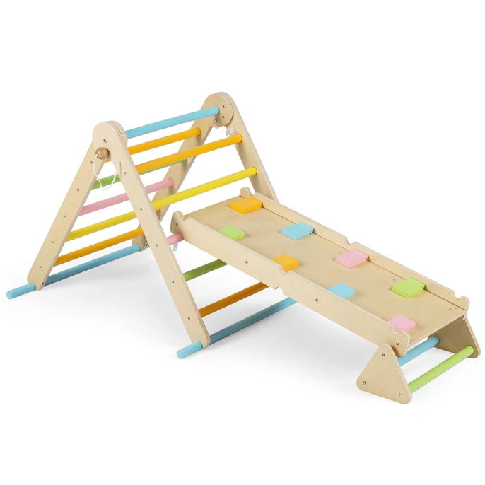 HONEY JOY 3-in-1 Pikler Triangle Climbing Set, Kids Montessori Climbing Toys w/Dual-Side Ramp & Adjustable Climbing Triangle - Image 10