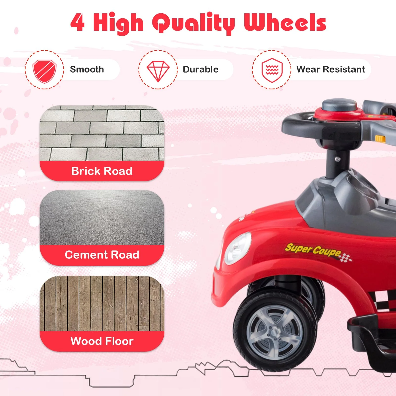 HONEY JOY 3-in-1 Ride On Push Car - Image 9