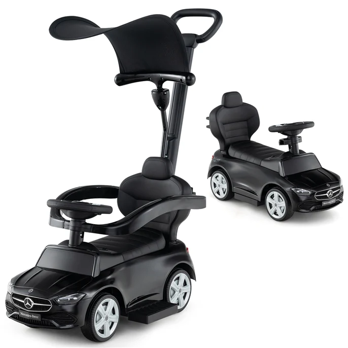 HONEY JOY 3-in-1 Ride on Push Car, Mercedes-Benz Licensed Foot to Floor Sliding Car w/Adjustable Canopy & Steering Push Bar - Image 12