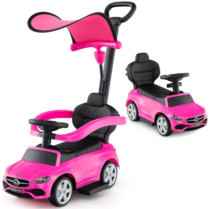 HONEY JOY 3-in-1 Ride on Push Car, Mercedes-Benz Licensed Foot to Floor Sliding Car w/Adjustable Canopy & Steering Push Bar - Image 13