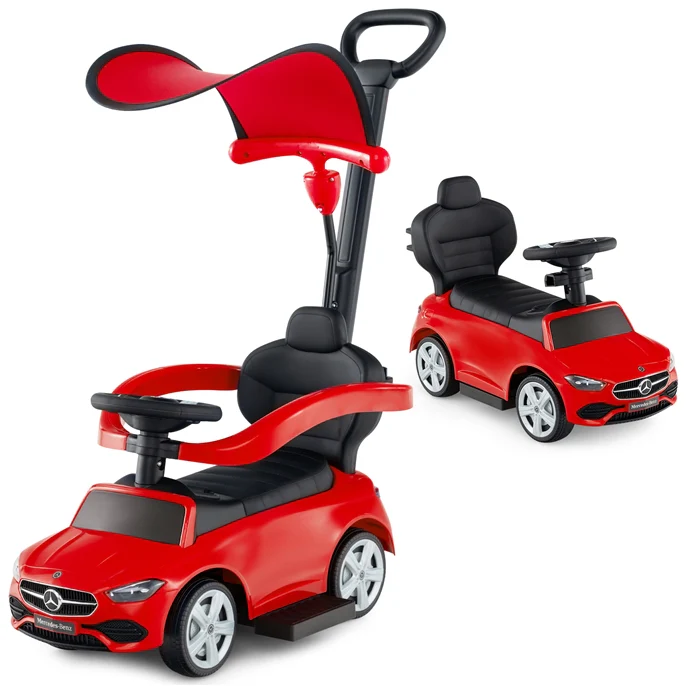 HONEY JOY 3-in-1 Ride on Push Car, Mercedes-Benz Licensed Foot to Floor Sliding Car w/Adjustable Canopy & Steering Push Bar - Image 14