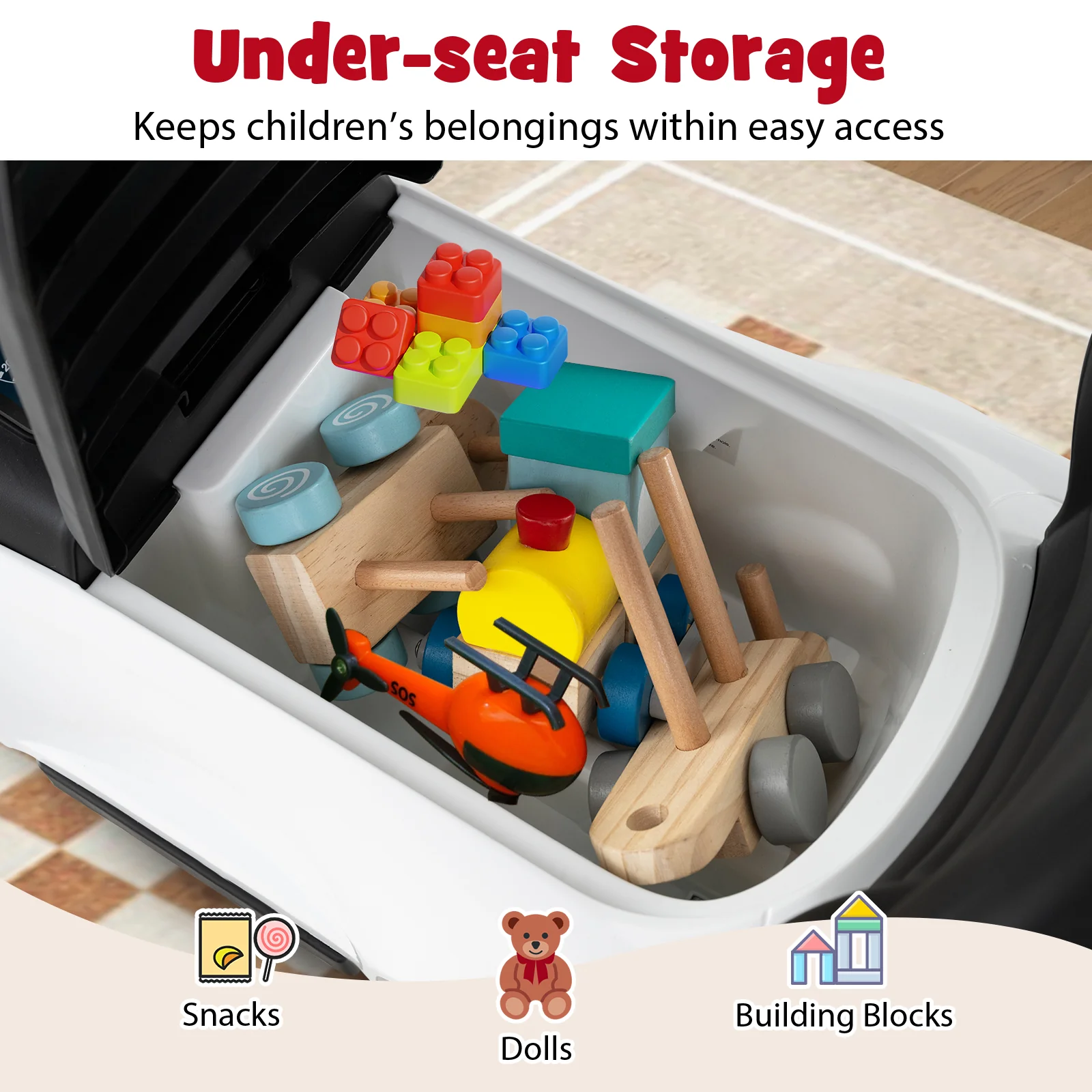 HONEY JOY 3-in-1 Ride on Push Car, Mercedes-Benz Licensed Foot to Floor Sliding Car w/Adjustable Canopy & Steering Push Bar - Image 8