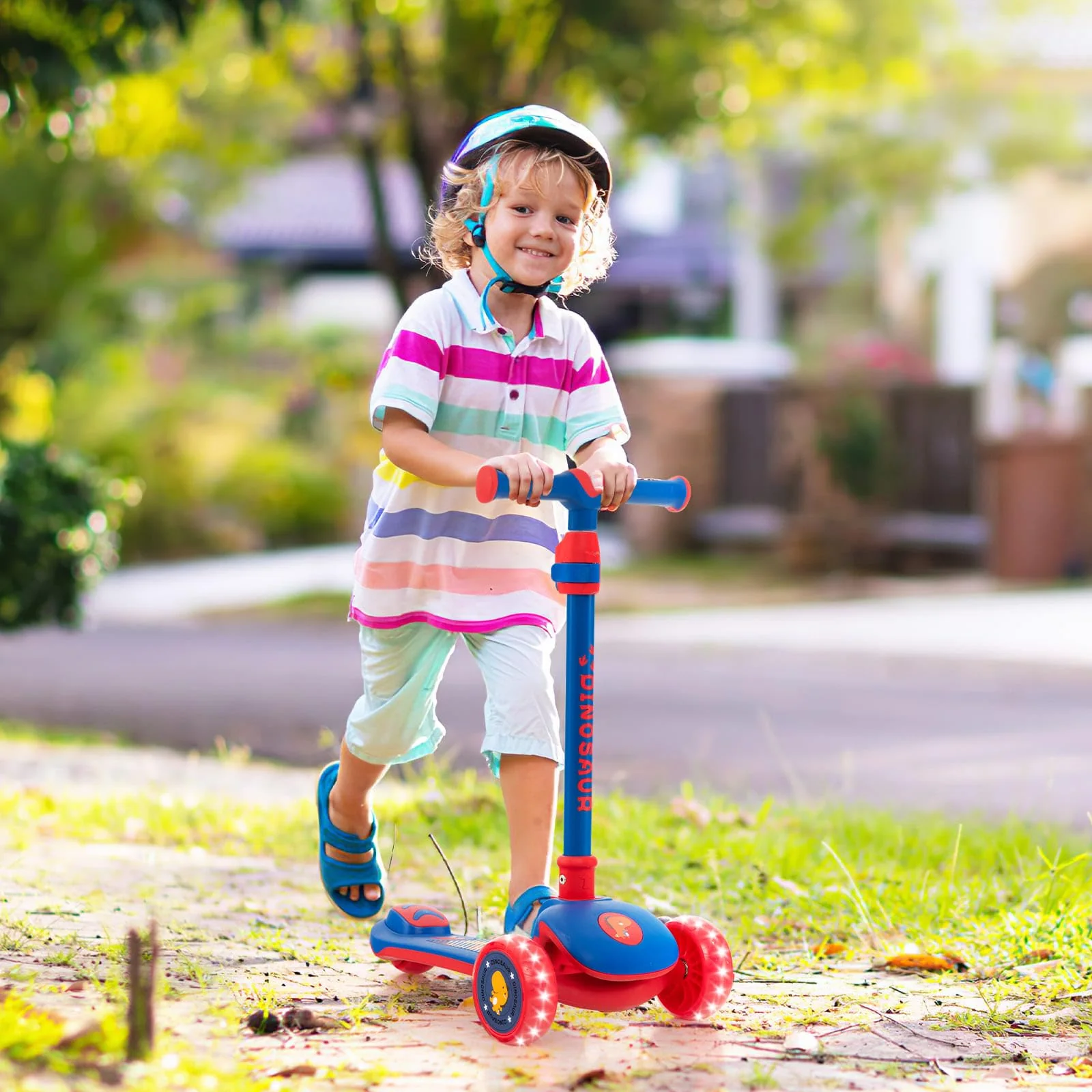 HONEY JOY 3-Wheel Kids Scooter, Toddler Kick Scooter w/Light-up LED Wheel - Image 6