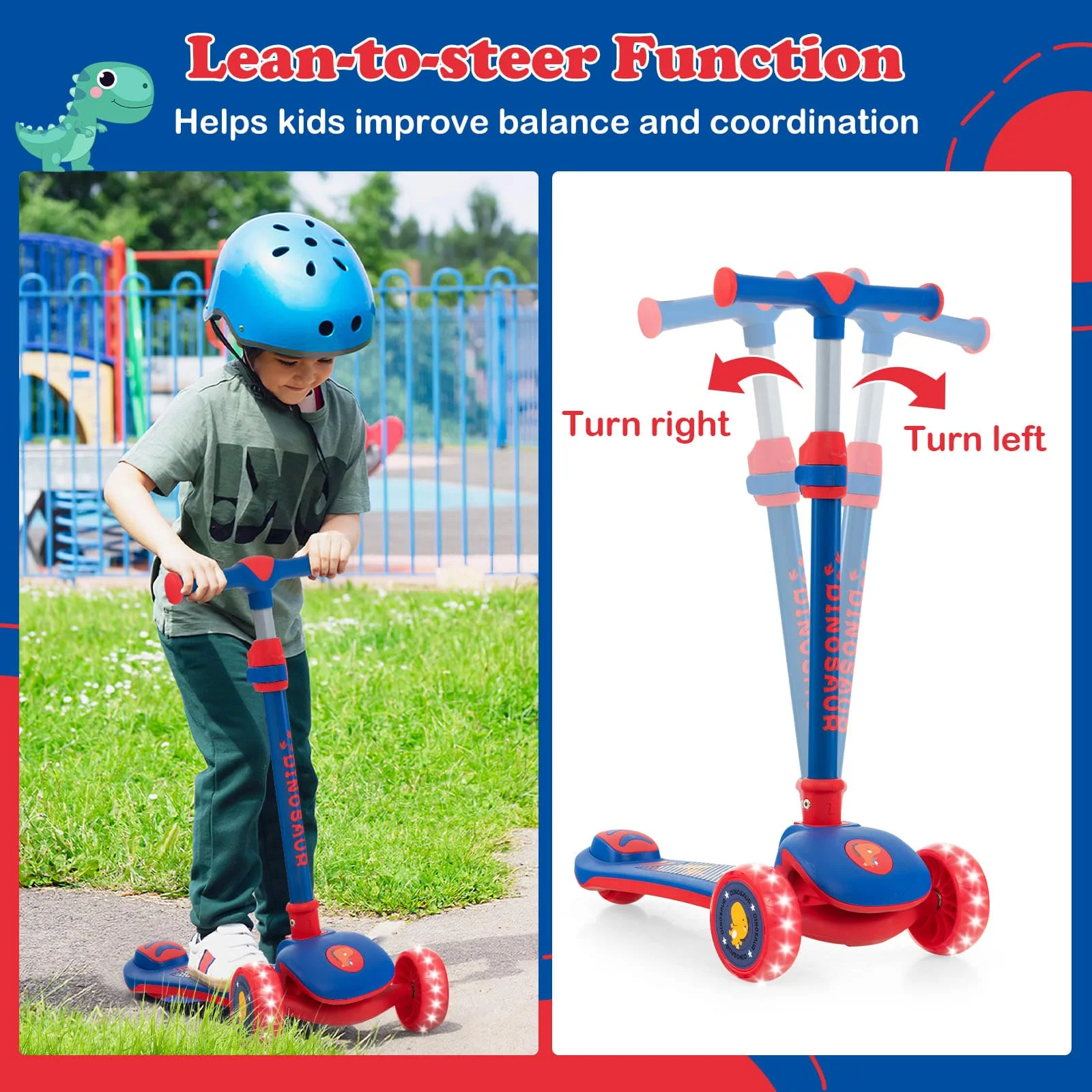 HONEY JOY 3-Wheel Kids Scooter, Toddler Kick Scooter w/Light-up LED Wheel - Image 9