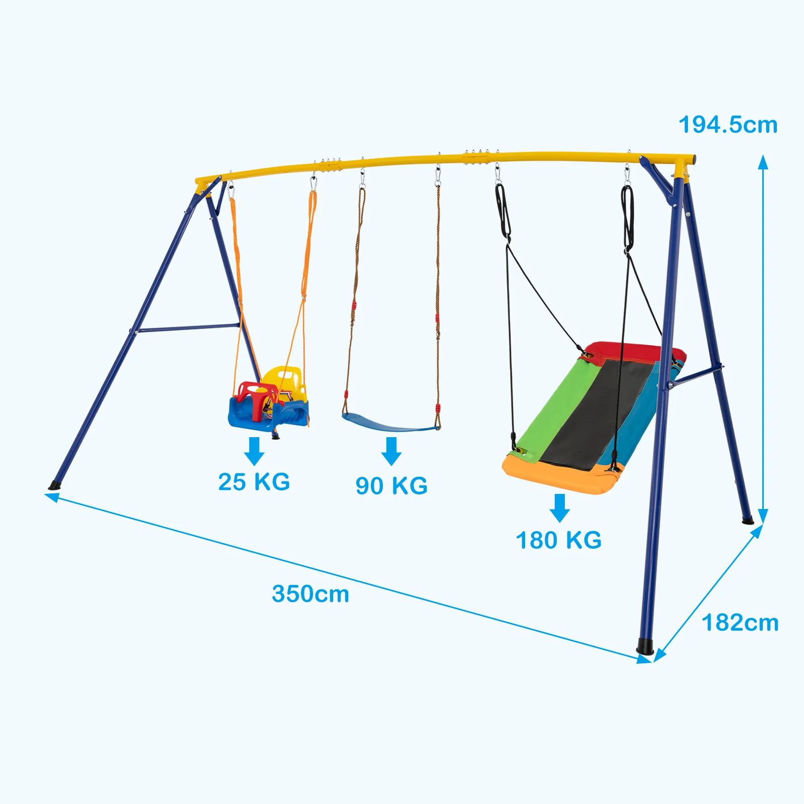 HONEY JOY 300 KG Indoor & Outdoor Swing Set, Heavy Duty Carbon Steel Swing Frame - Image 3