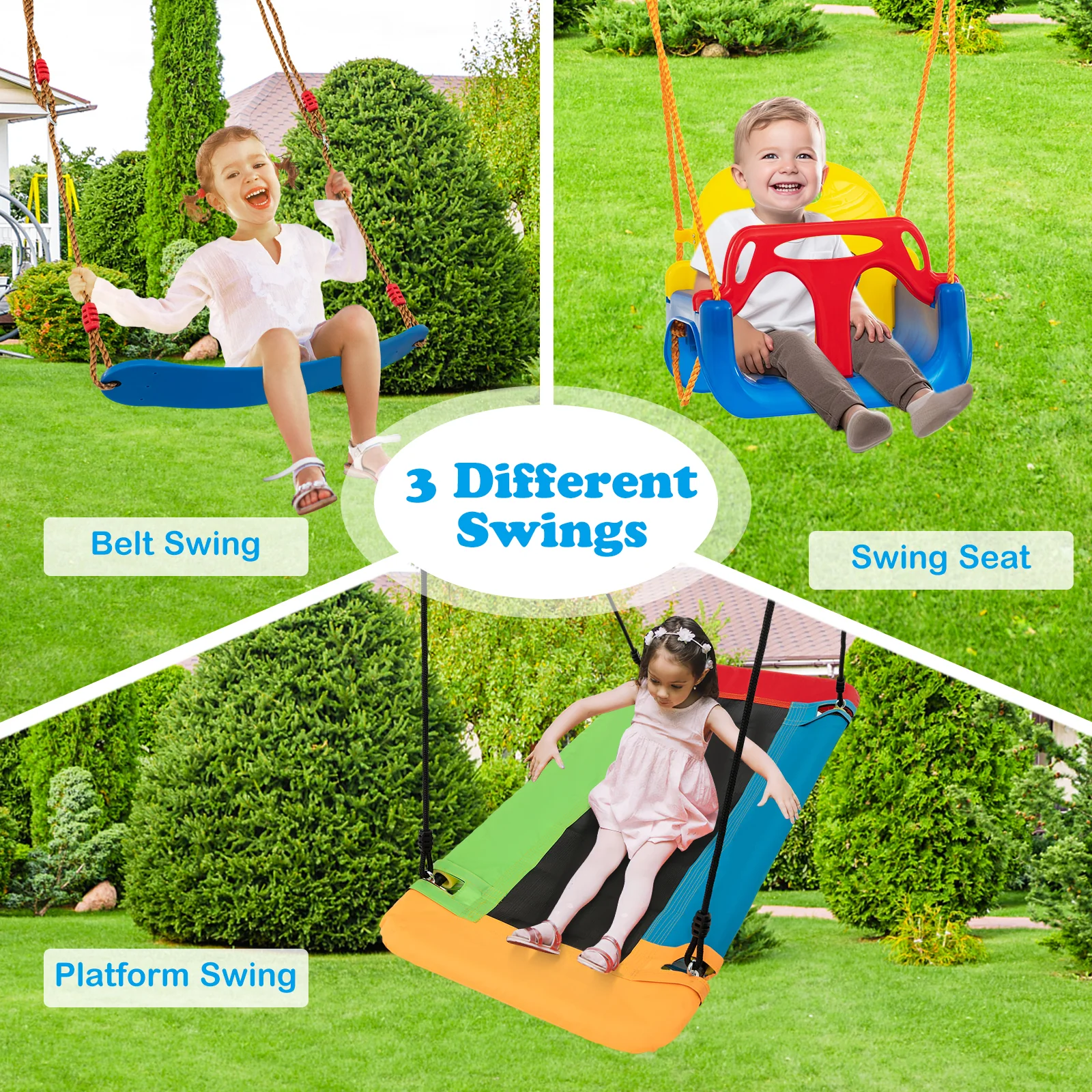 HONEY JOY 300 KG Indoor & Outdoor Swing Set, Heavy Duty Carbon Steel Swing Frame - Image 5