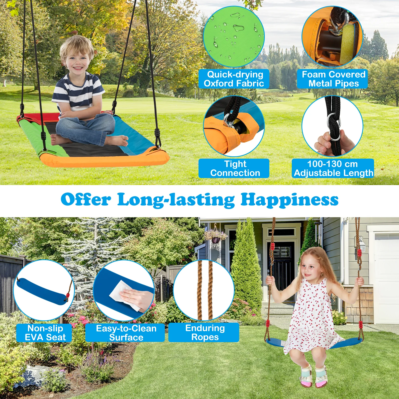 HONEY JOY 300 KG Indoor & Outdoor Swing Set, Heavy Duty Carbon Steel Swing Frame - Image 7