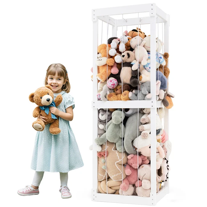 HONEY JOY 300L Large Stuffed Animal Storage, Space-saving Toy Storage Organiser w/Open Top & Elastic Cords - Image 9