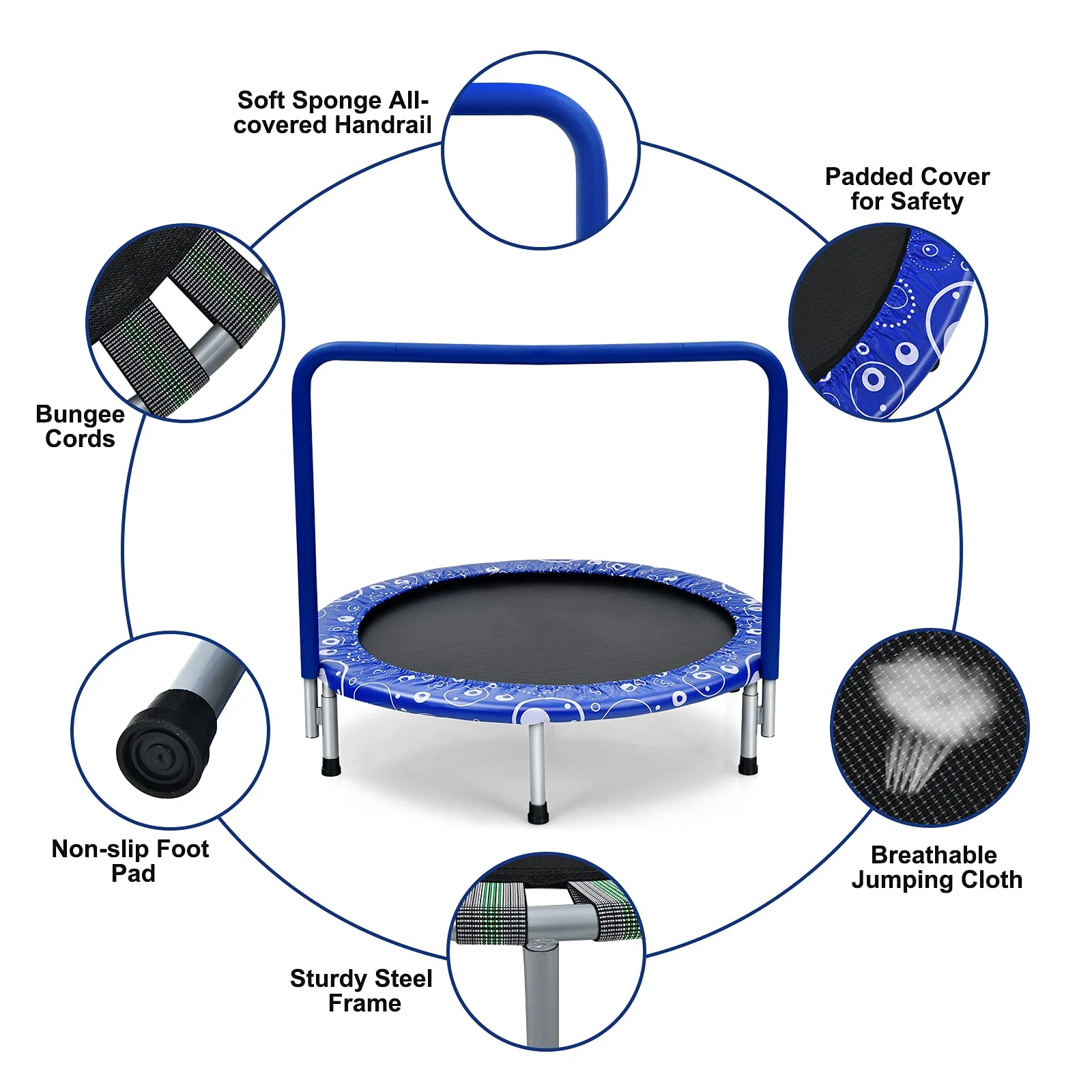 HONEY JOY 36” Kids Trampoline, Foldable Toddler Trampoline for Indoor and Outdoor - Image 8