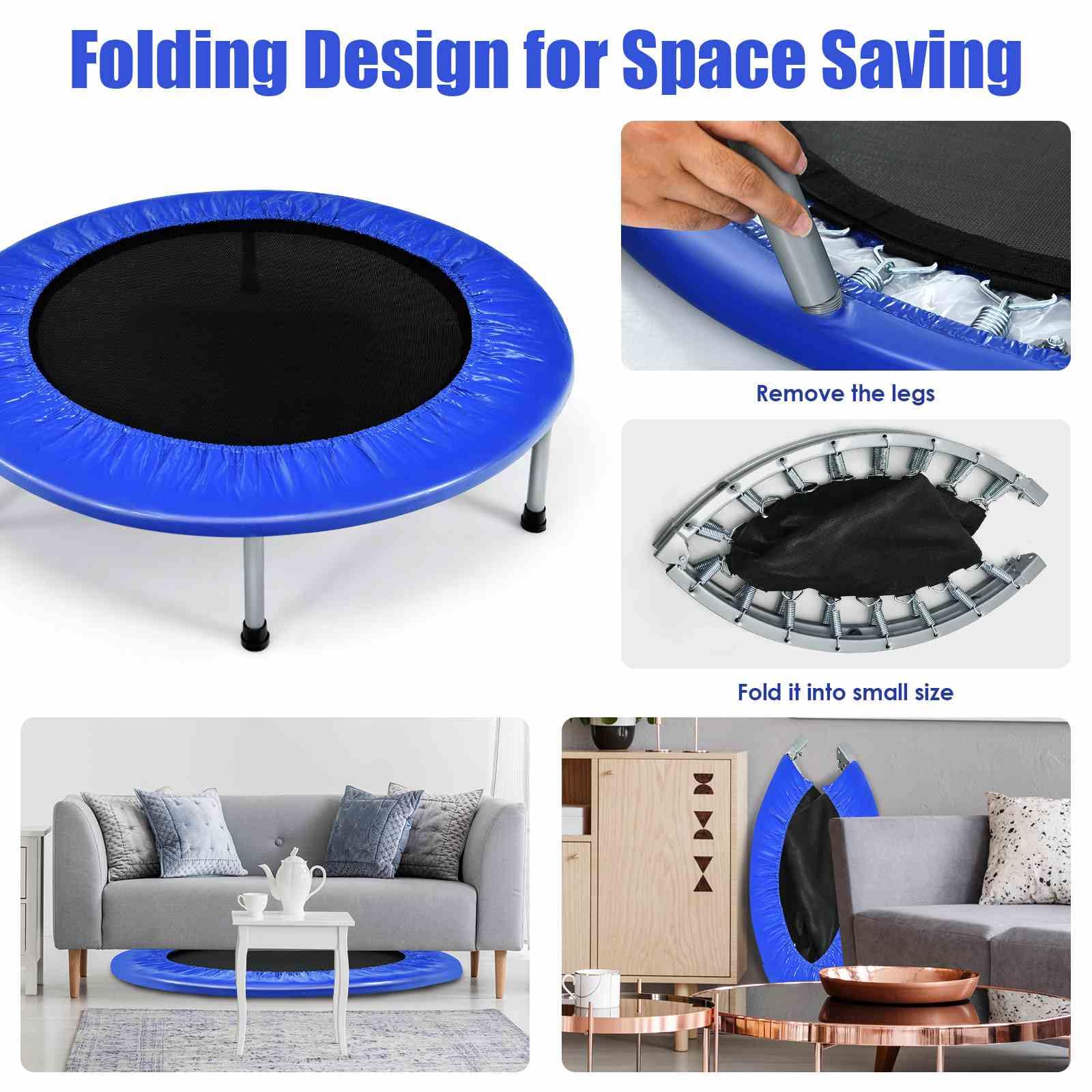 HONEY JOY 36” Mini Folding Trampoline, Portable Recreational Fitness Rebounder for Kids Adults - Image 4