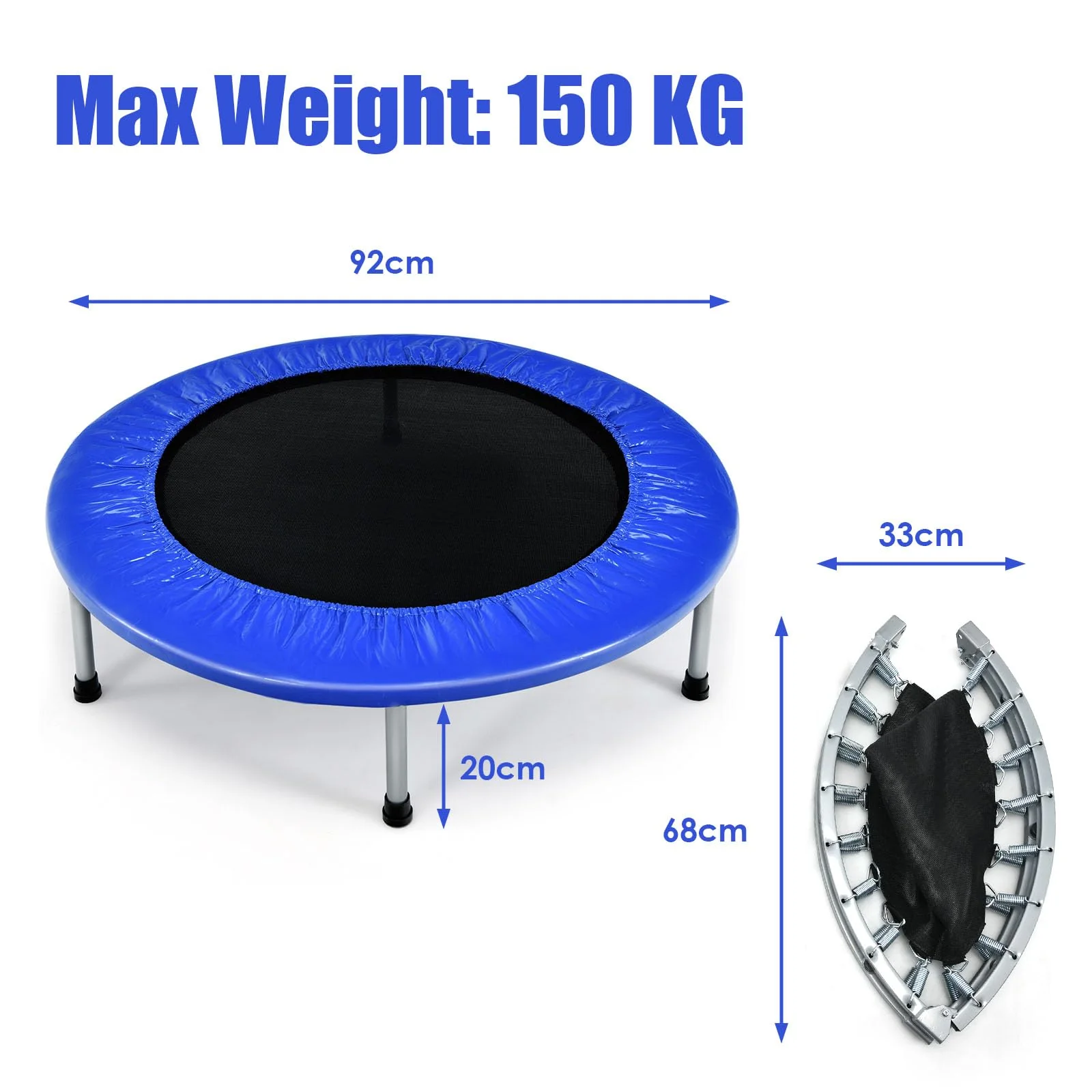 HONEY JOY 36” Mini Folding Trampoline, Portable Recreational Fitness Rebounder for Kids Adults - Image 6