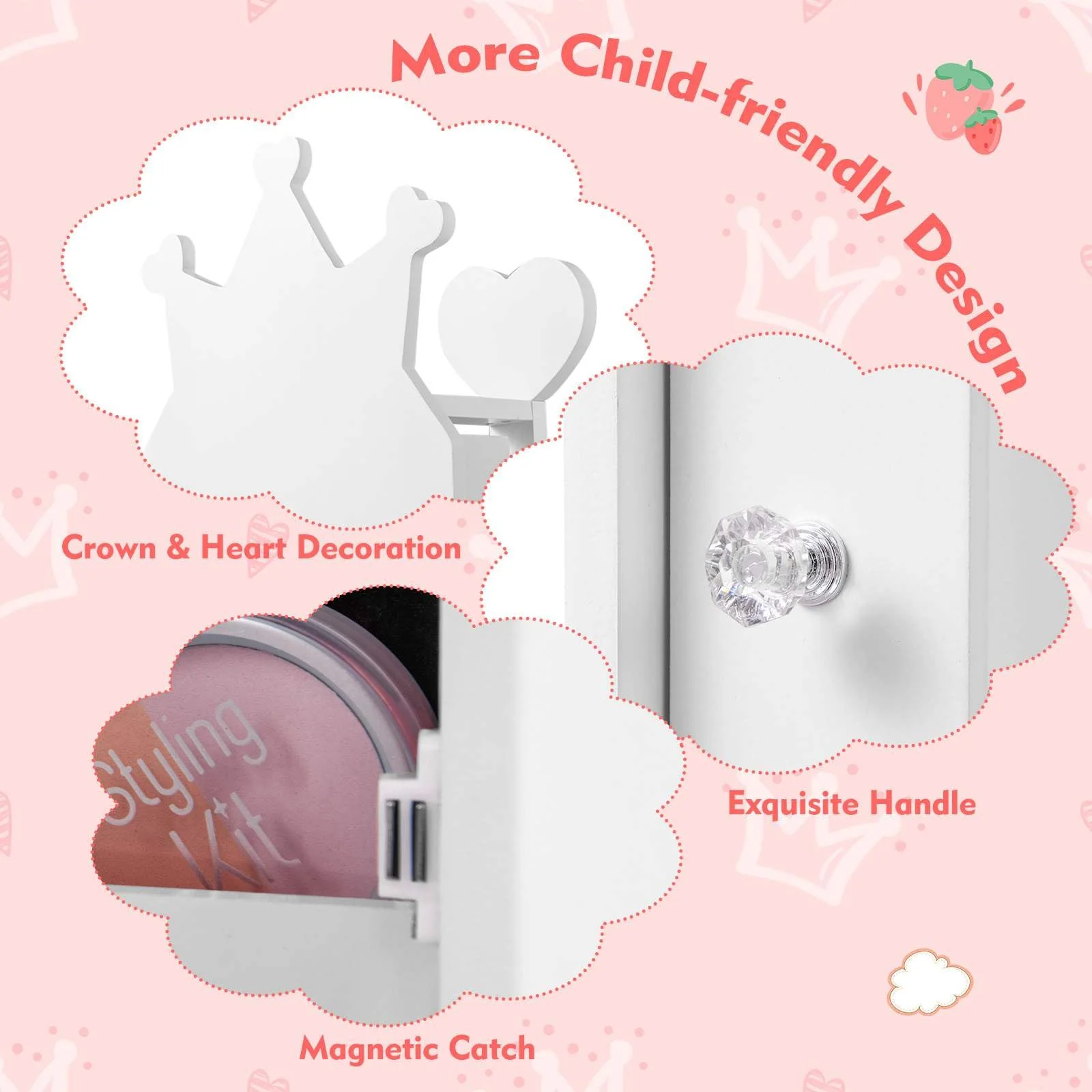 HONEY JOY 360° Rotating Kids Jewelry Cabinet - Image 8