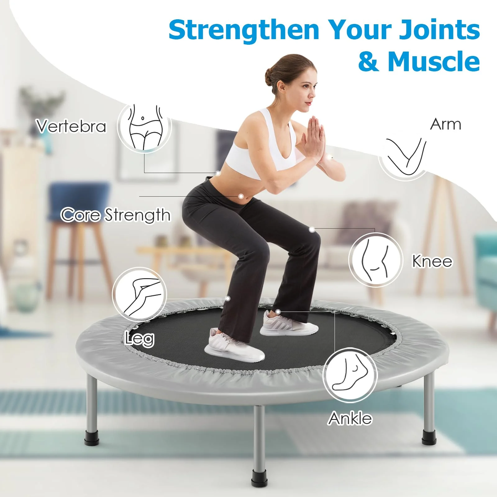 HONEY JOY 38” Mini Folding Trampoline - Image 3