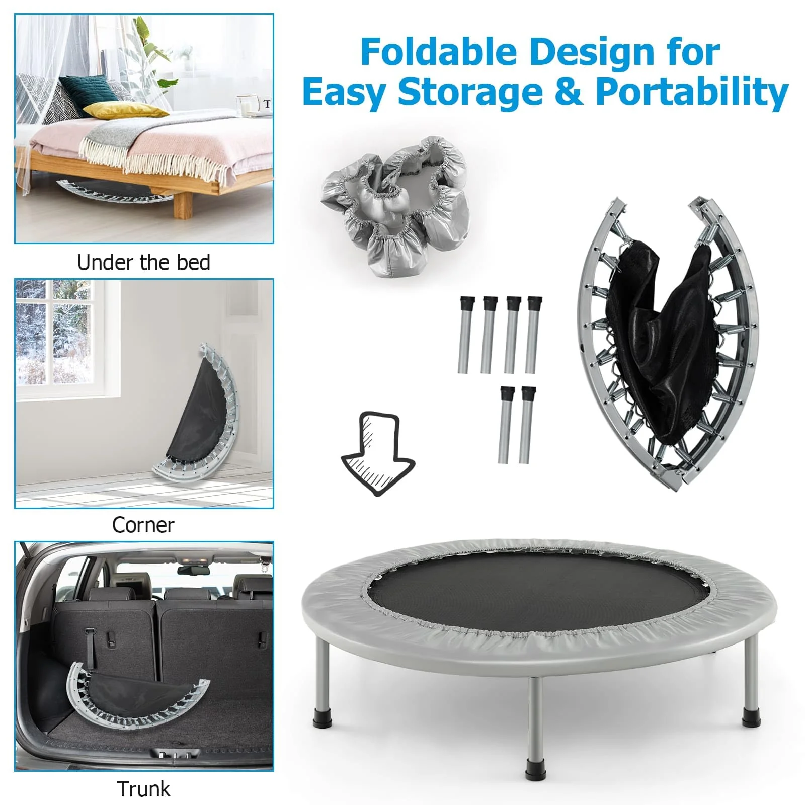 HONEY JOY 38” Mini Folding Trampoline - Image 8
