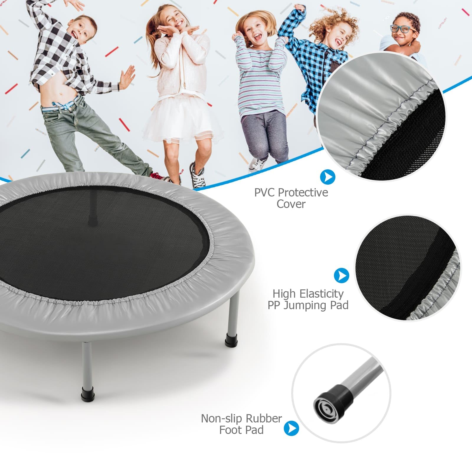 HONEY JOY 38” Mini Folding Trampoline - Image 9