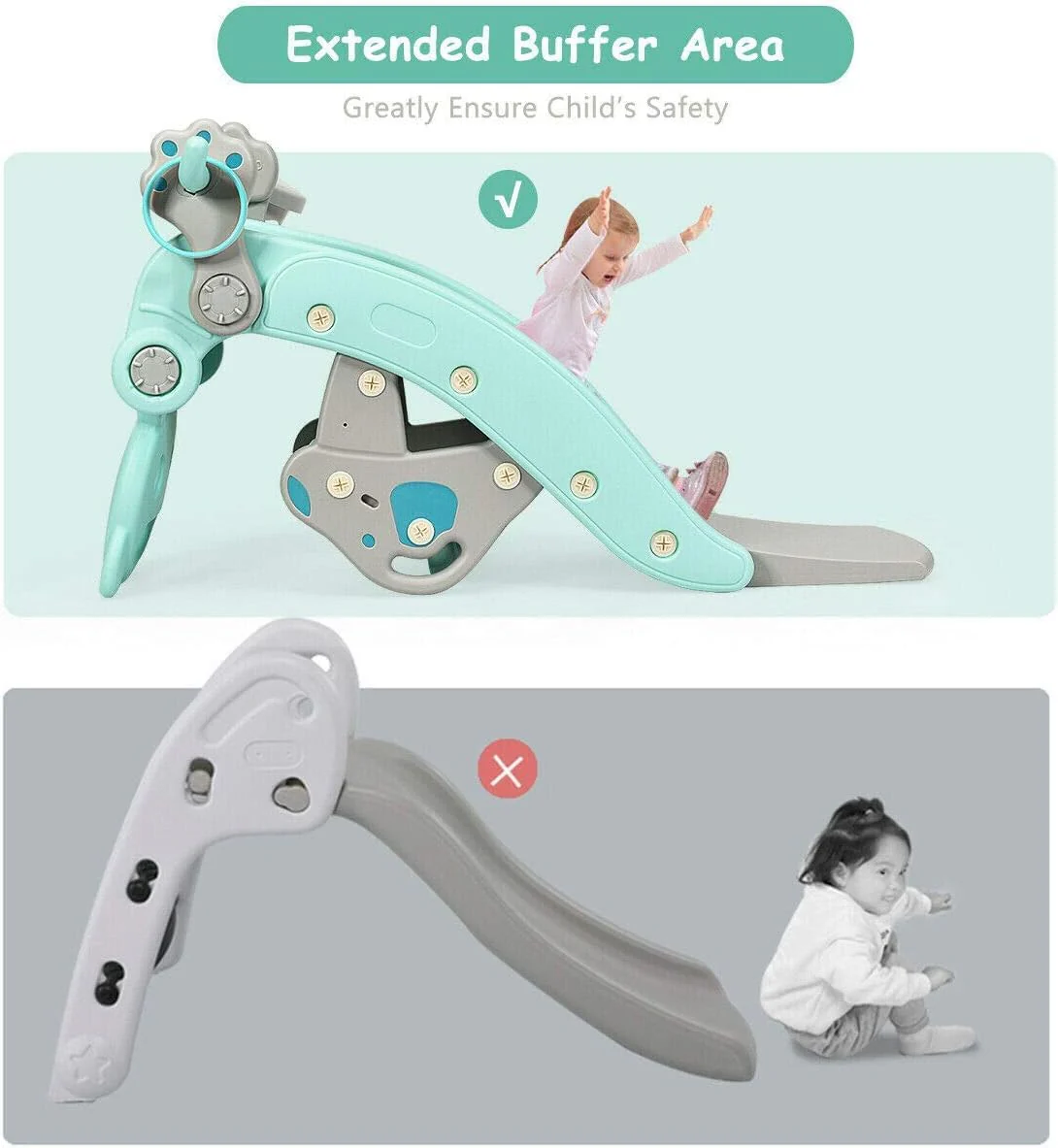 HONEY JOY 4-in-1 Kids Rocking Horse, Portable Toddler Ride On Rocking Toy with Slide - Image 4