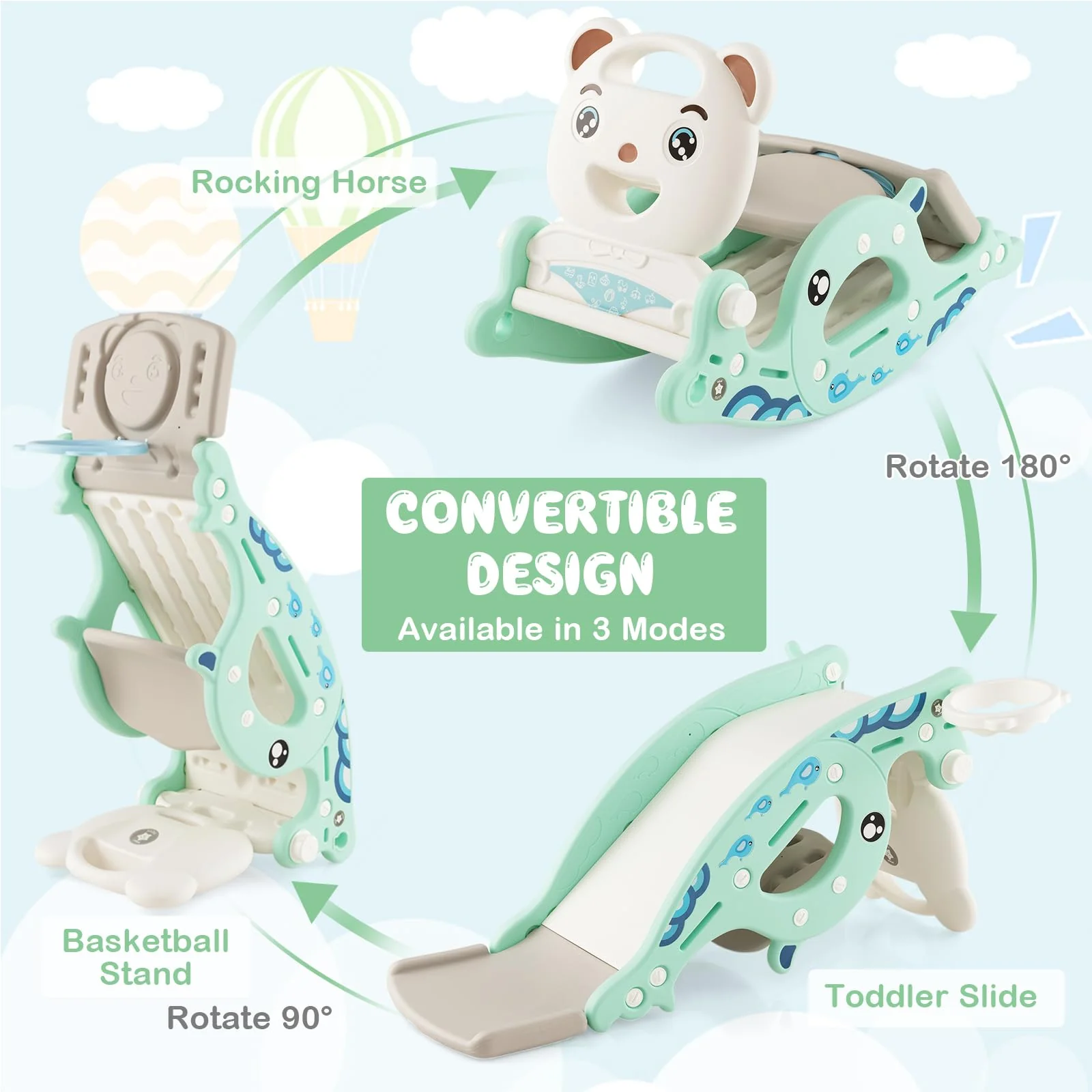 HONEY JOY 4-in-1 Kids Slide Rocking Toy - Image 4