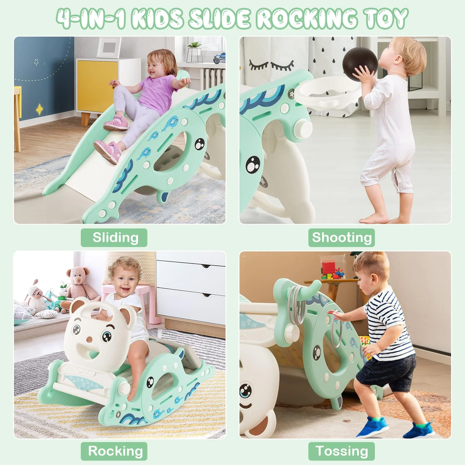 HONEY JOY 4-in-1 Kids Slide Rocking Toy - Image 5