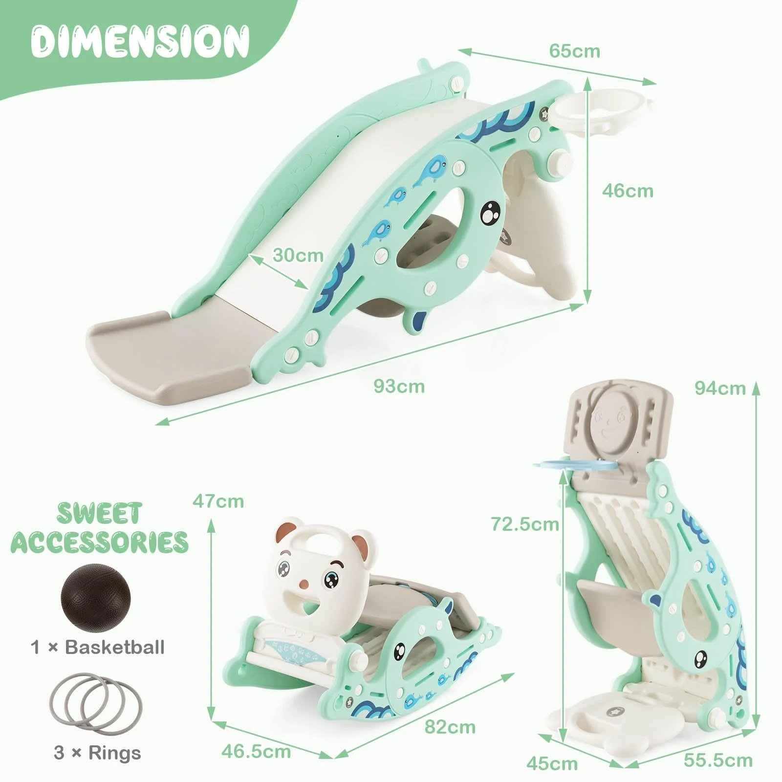 HONEY JOY 4-in-1 Kids Slide Rocking Toy - Image 7