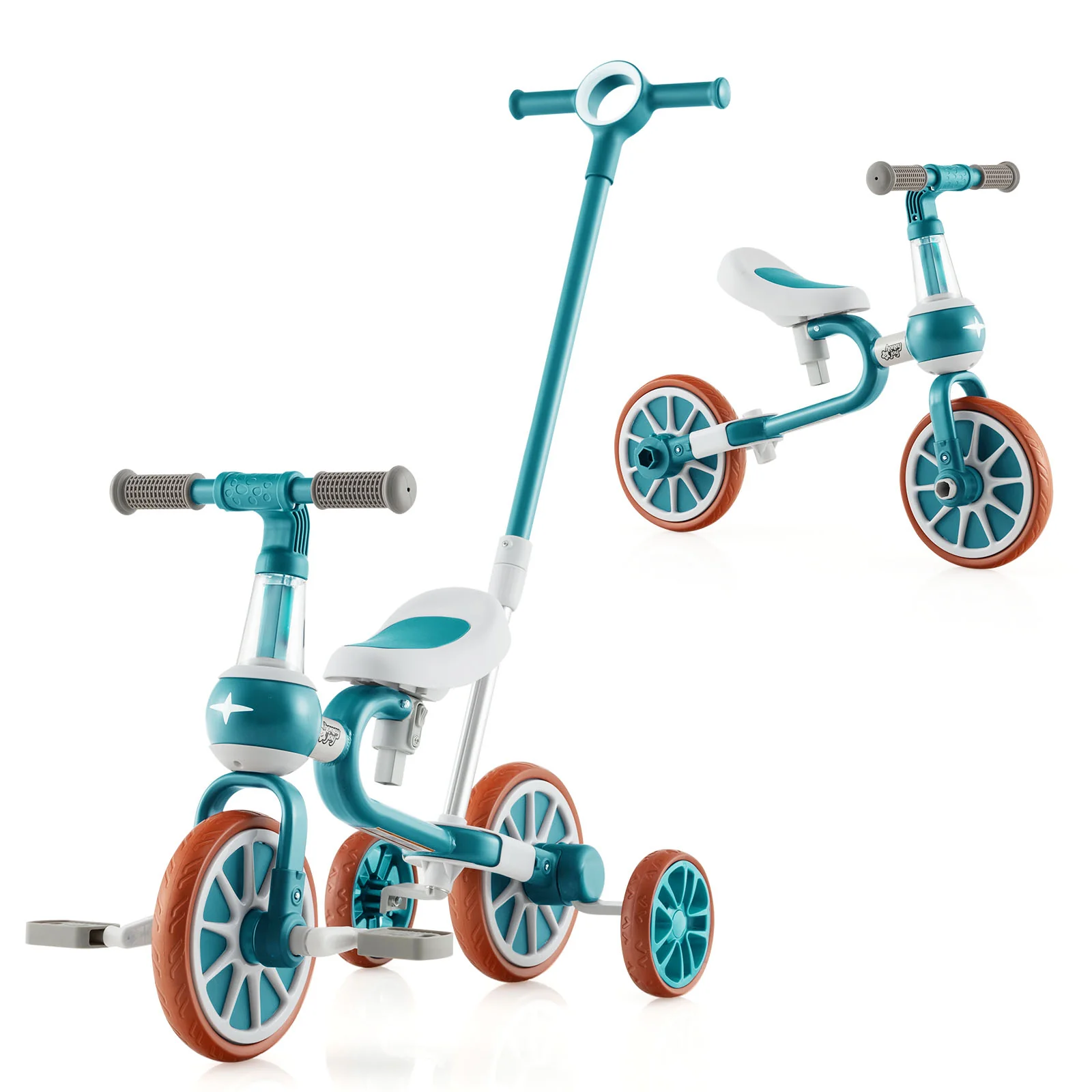 HONEY JOY 4-in-1 Toddler Tricycle, Kids Training Balance Bike w/Adjustable Parent Handle - Image 11
