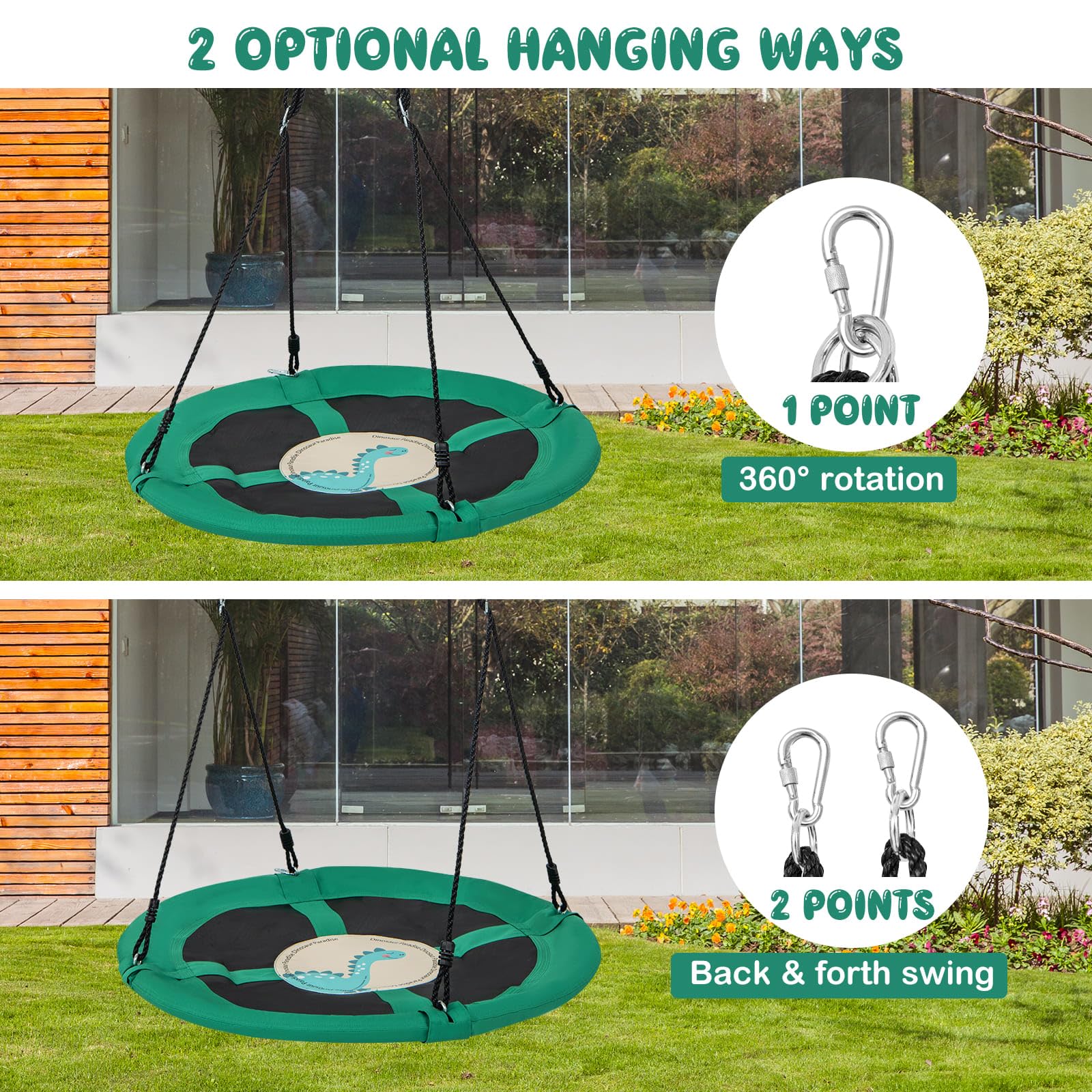 HONEY JOY 40”/100CM Saucer Tree Swing, Kids Flying Circle Swing Seat - Image 5
