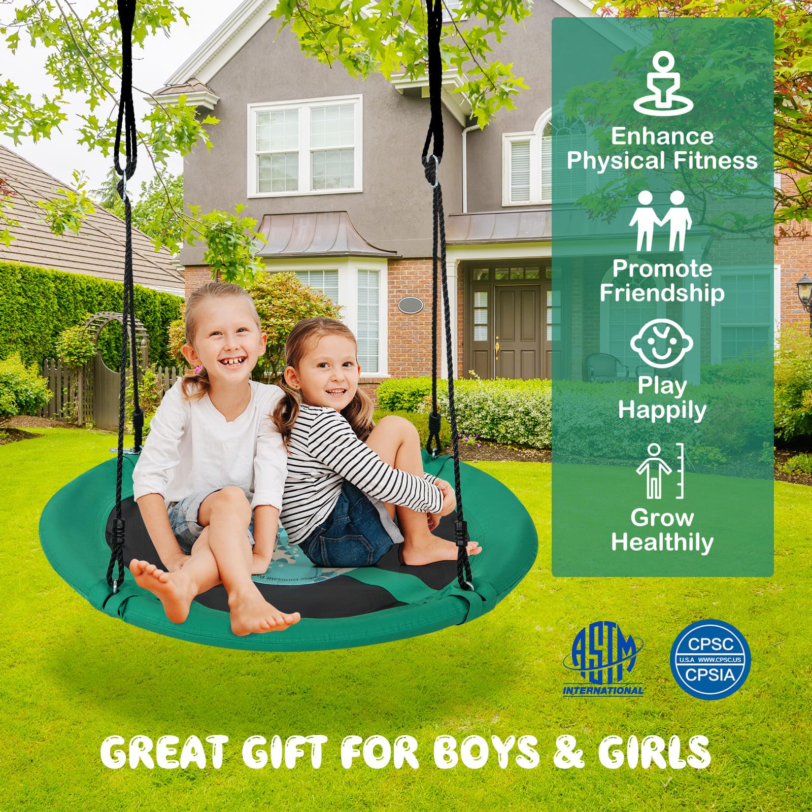 HONEY JOY 40”/100CM Saucer Tree Swing, Kids Flying Circle Swing Seat - Image 8