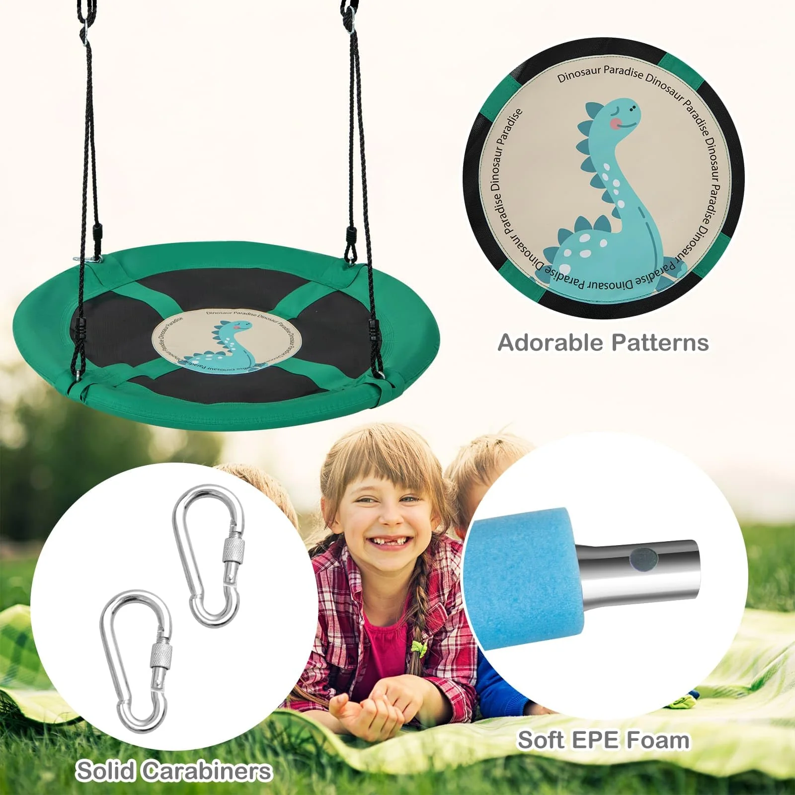 HONEY JOY 40”/100CM Saucer Tree Swing, Kids Flying Circle Swing Seat - Image 9