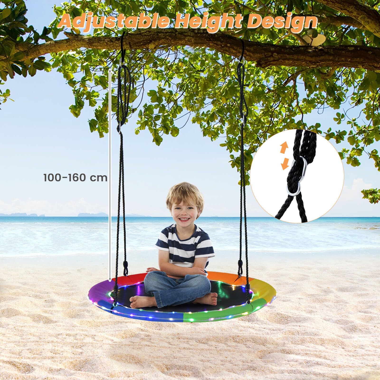 HONEY JOY 40”/100CM Saucer Tree Swing with LED Lights - Image 4
