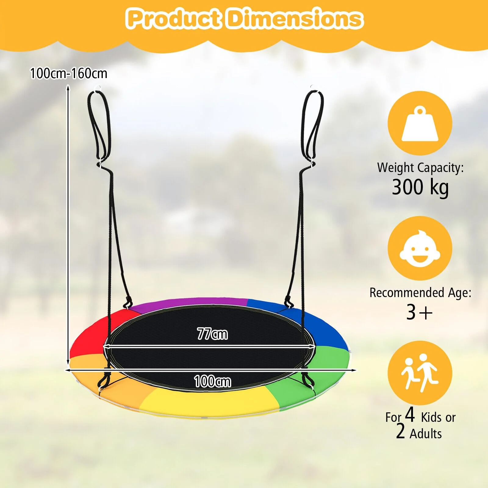 HONEY JOY 40”/100CM Saucer Tree Swing with LED Lights - Image 6