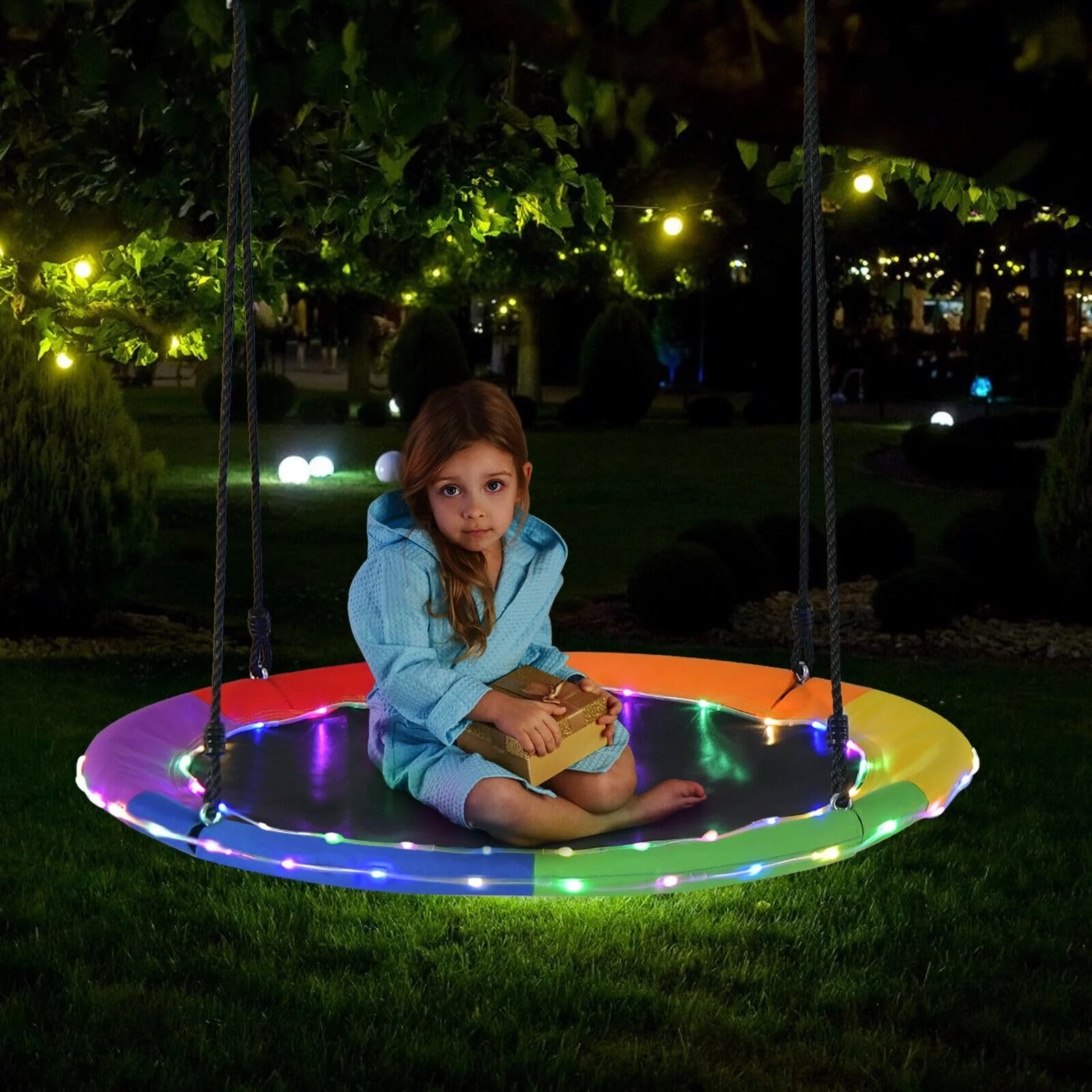 HONEY JOY 40”/100CM Saucer Tree Swing with LED Lights - Image 9