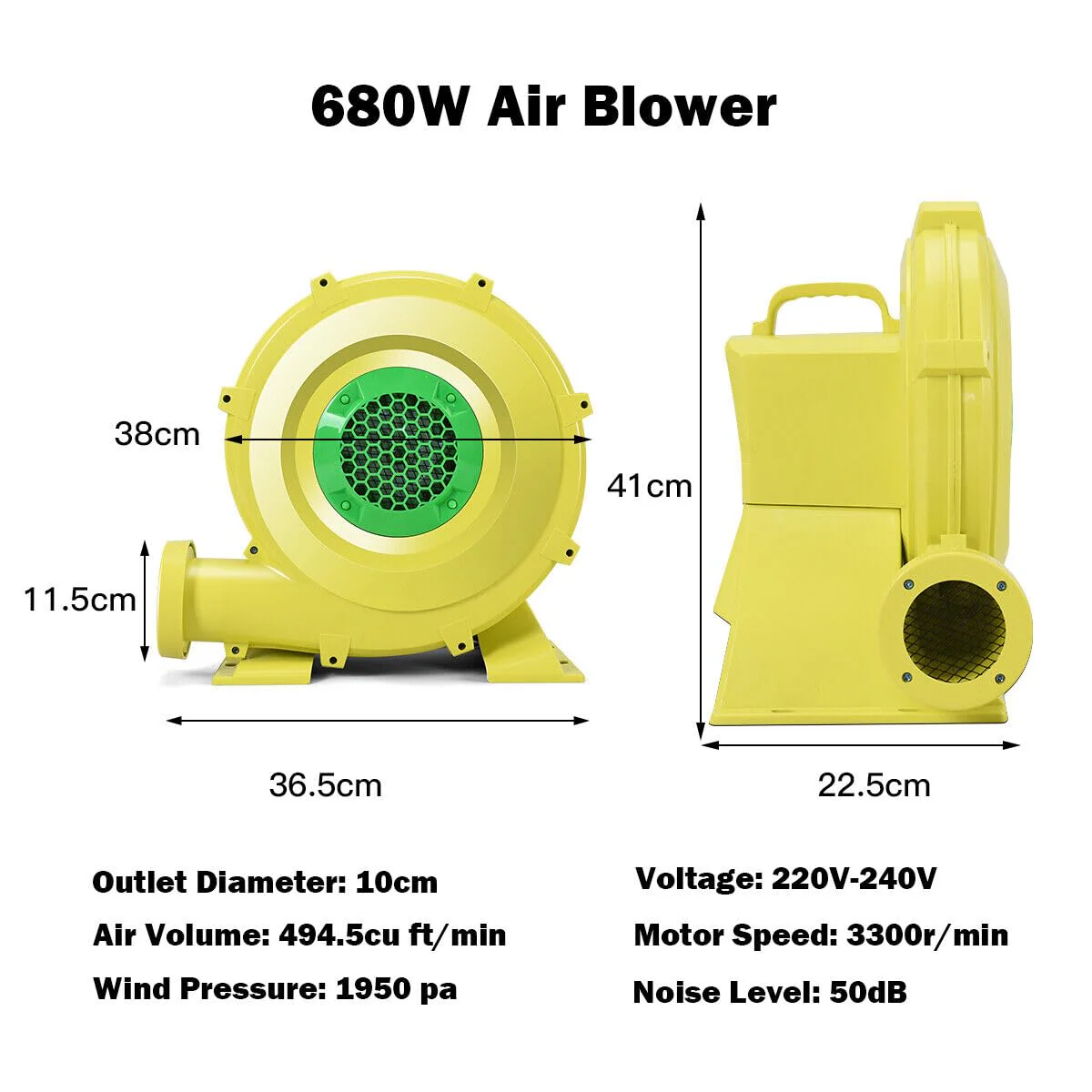 HONEY JOY 450W/680W/750W Air Blower, Bounce House Blower, Pump Fan Commercial Inflatable Bouncer Blower - Image 4