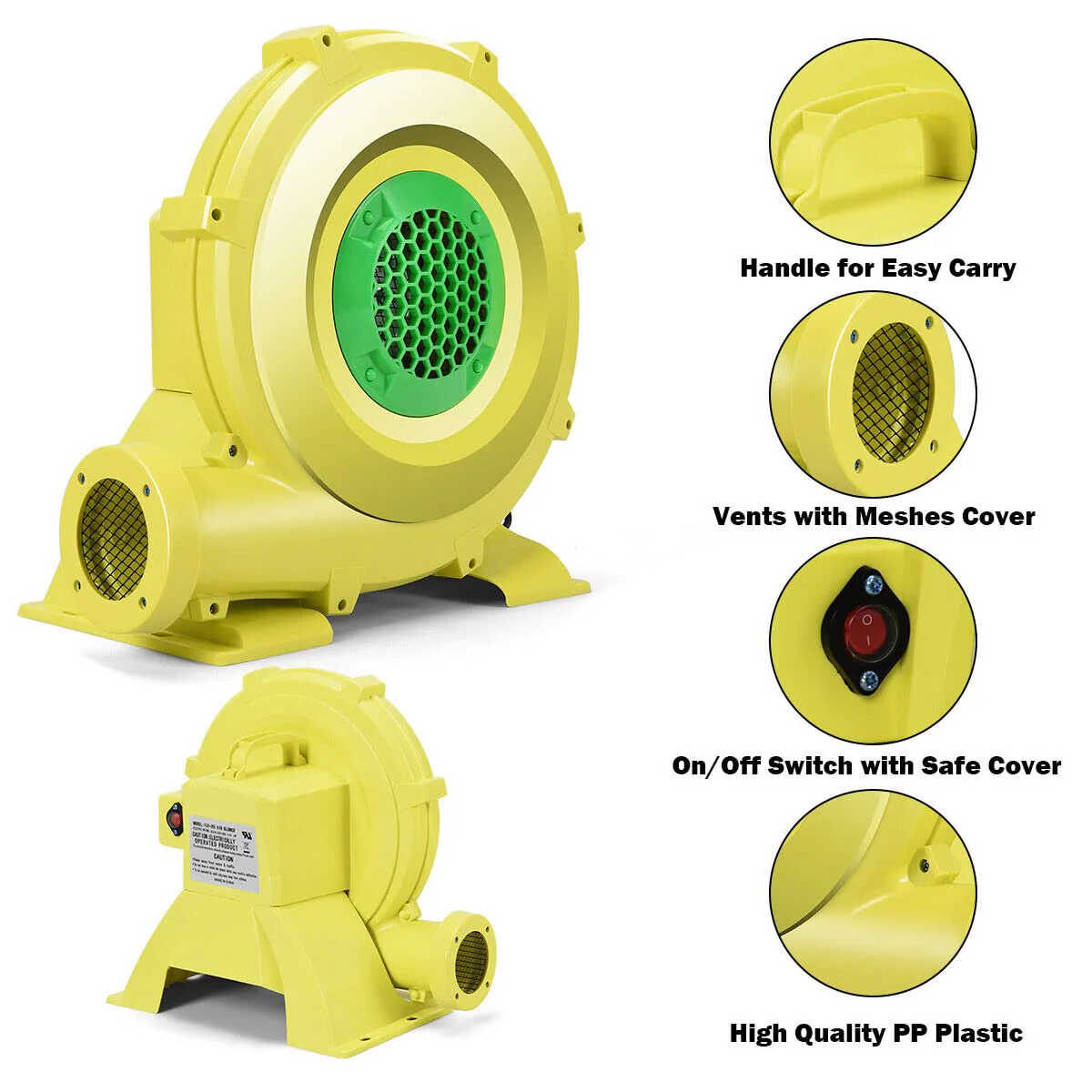 HONEY JOY 450W/680W/750W Air Blower, Bounce House Blower, Pump Fan Commercial Inflatable Bouncer Blower - Image 5