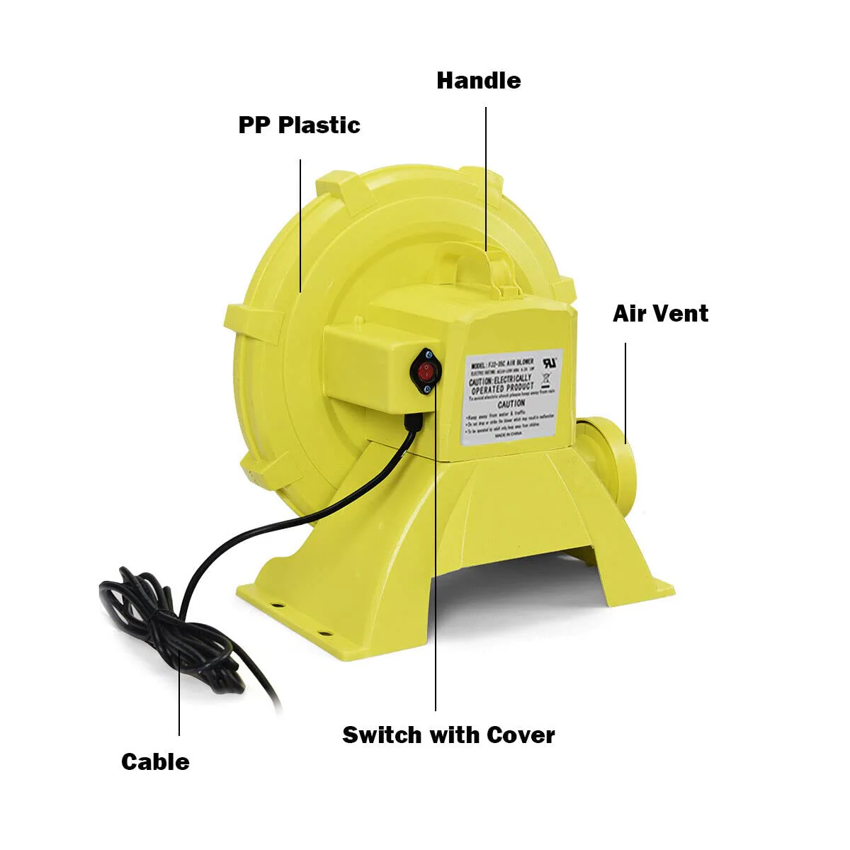 HONEY JOY 450W/680W/750W Air Blower, Bounce House Blower, Pump Fan Commercial Inflatable Bouncer Blower - Image 6